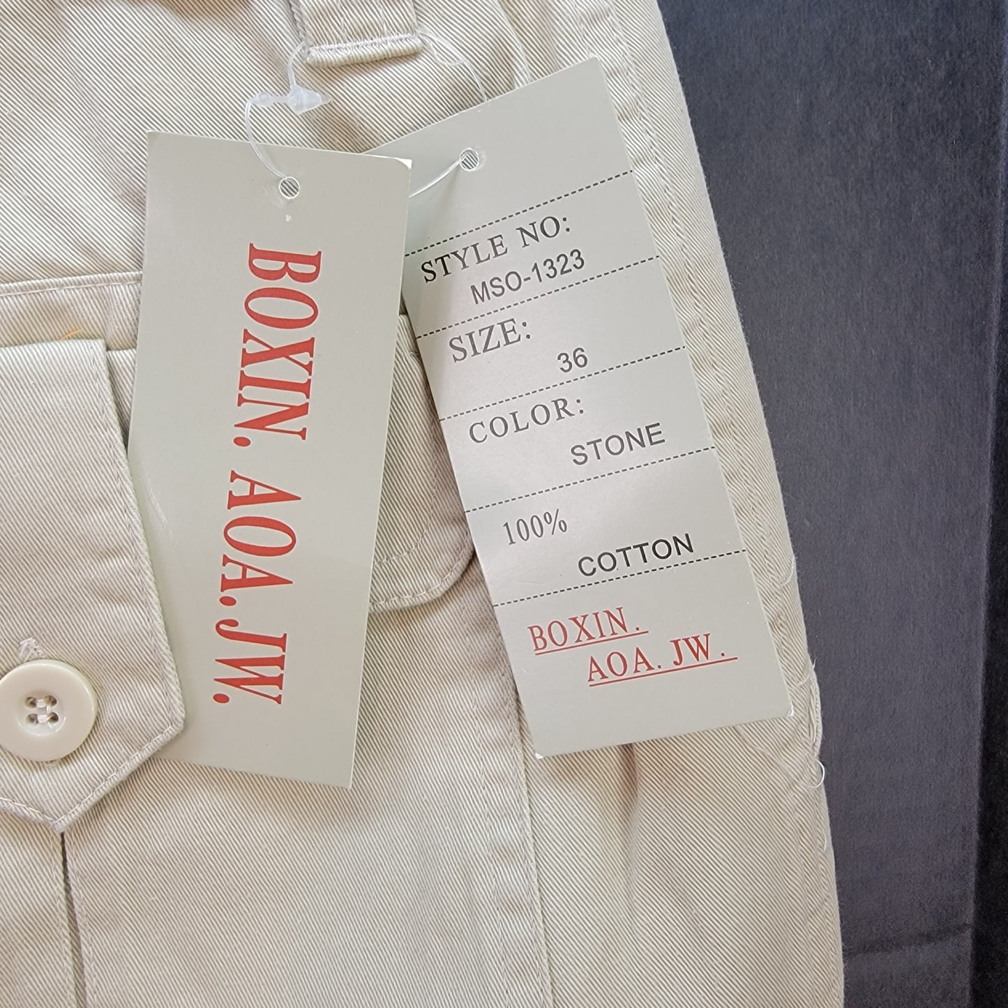 BOXIN. AOA .JW Men's Shorts Size 36 Color Stone