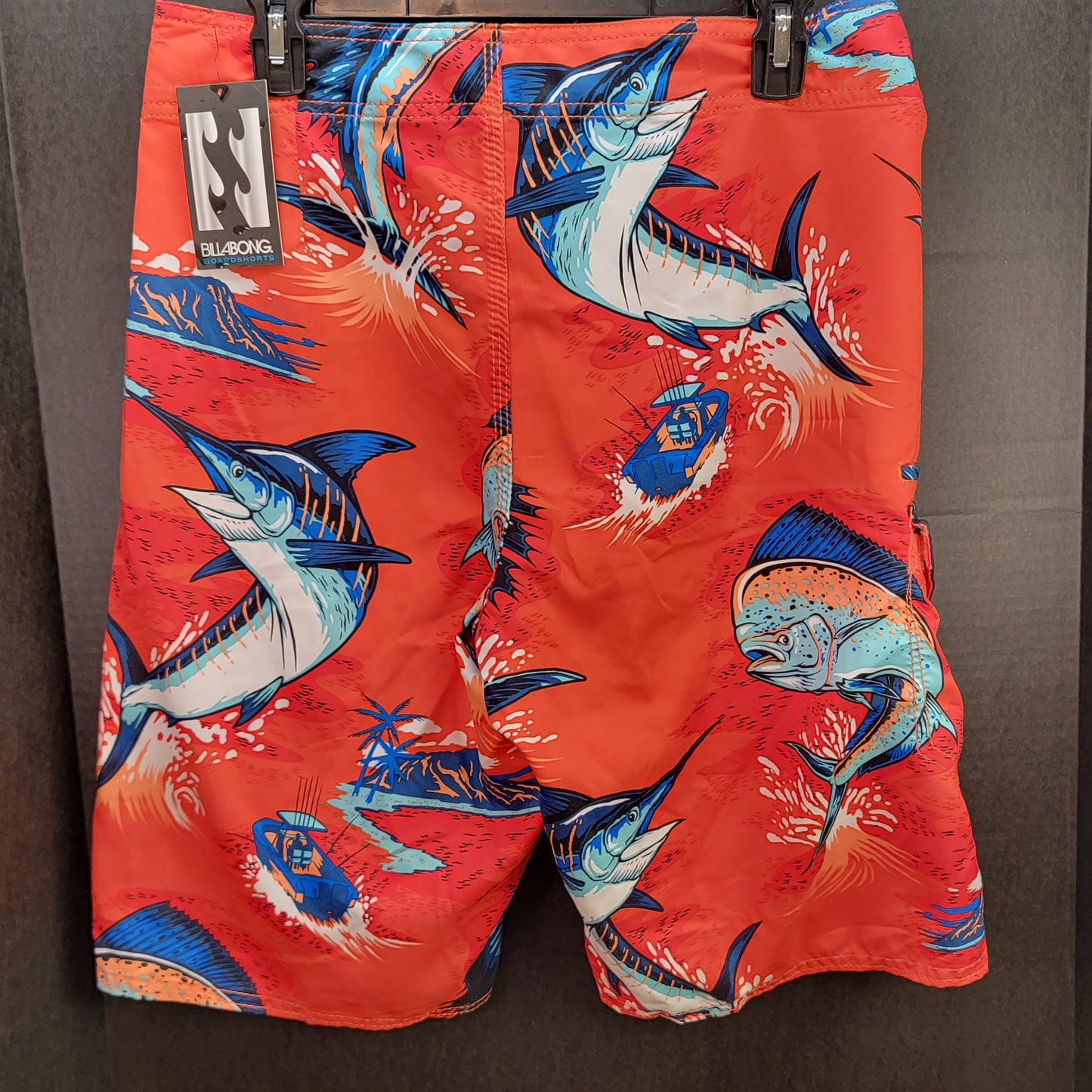 Billabong Men's Board Shorts Orange with Fish Size 32 Retail $49.50