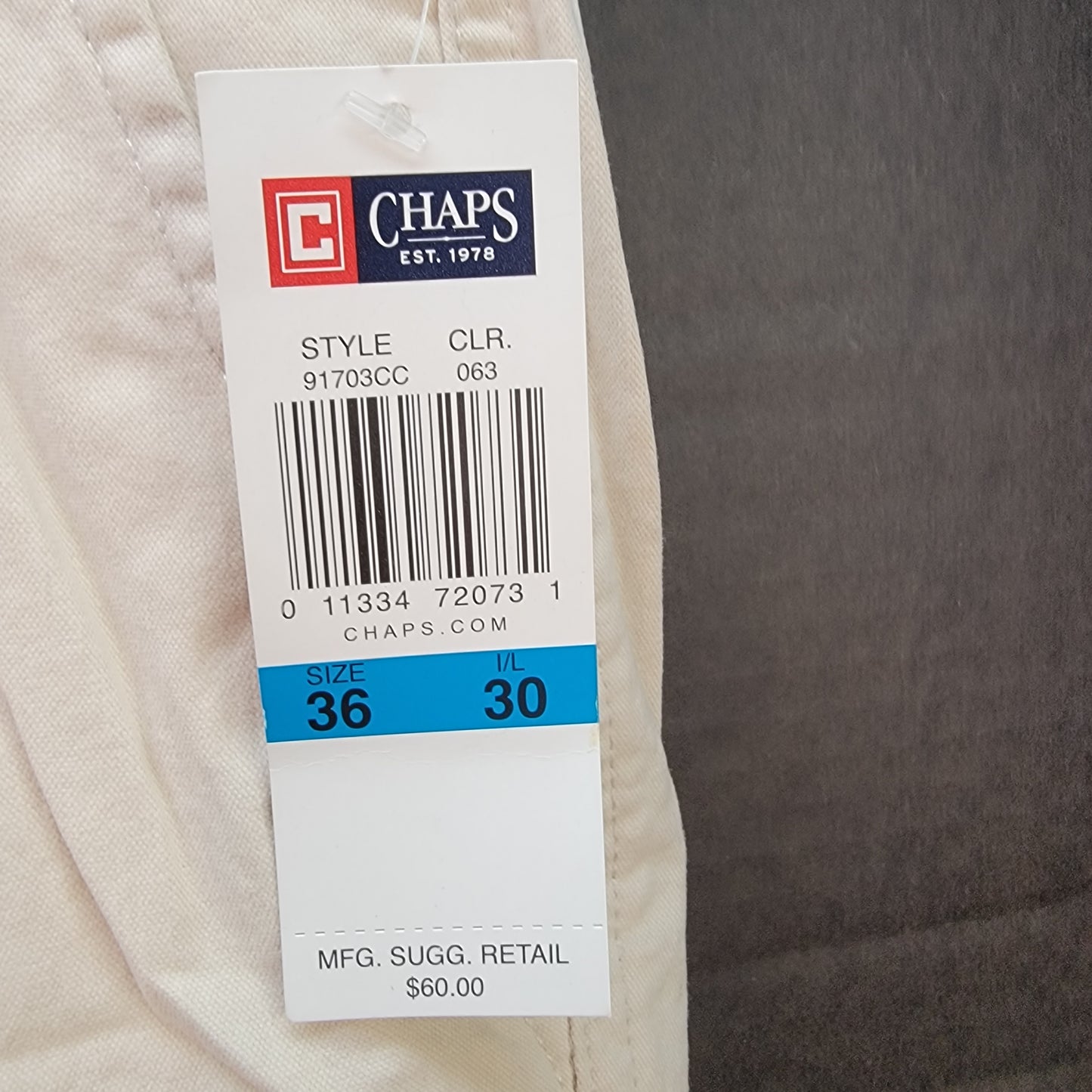 Chaps Men's Cargo Pants Color Khaki Size 36X30 Retail $60.00