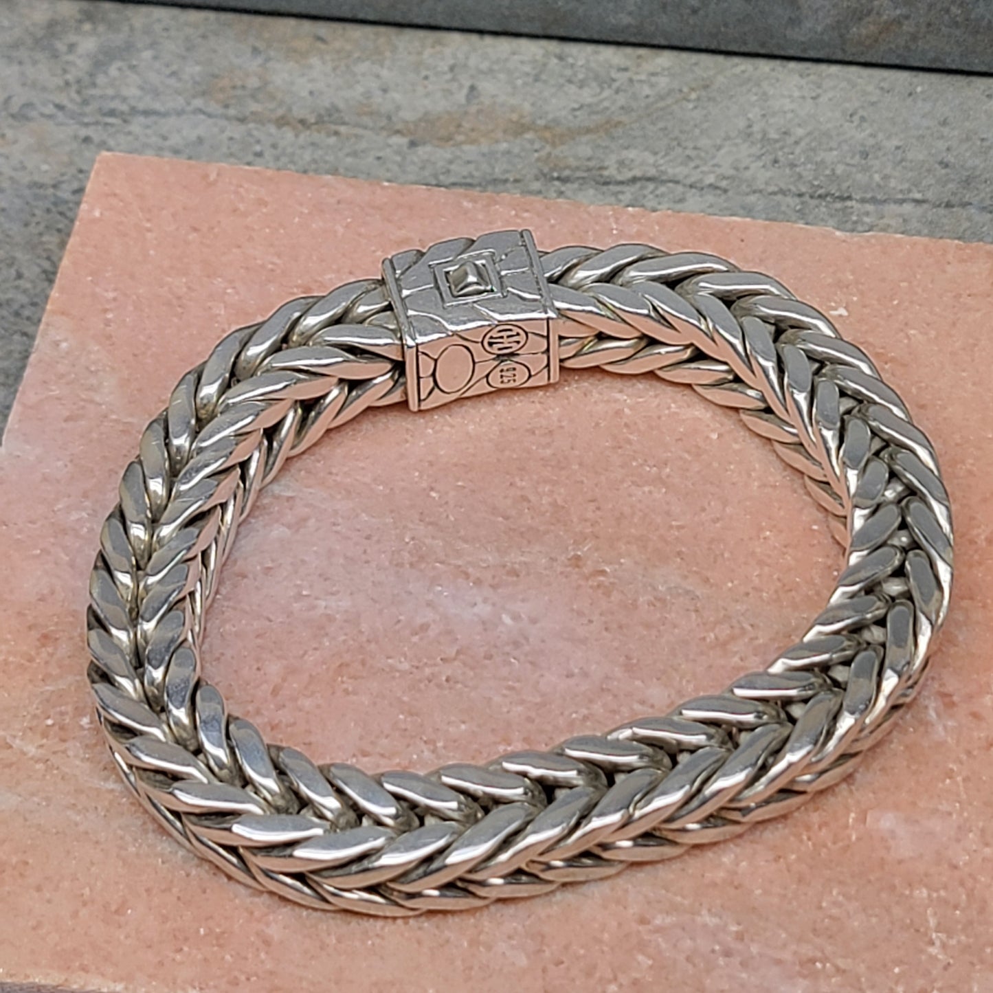 John Hardy 183 Grams Super Heavy 10 MM Square Men's 925 Sterling Silver Classic Bracelet