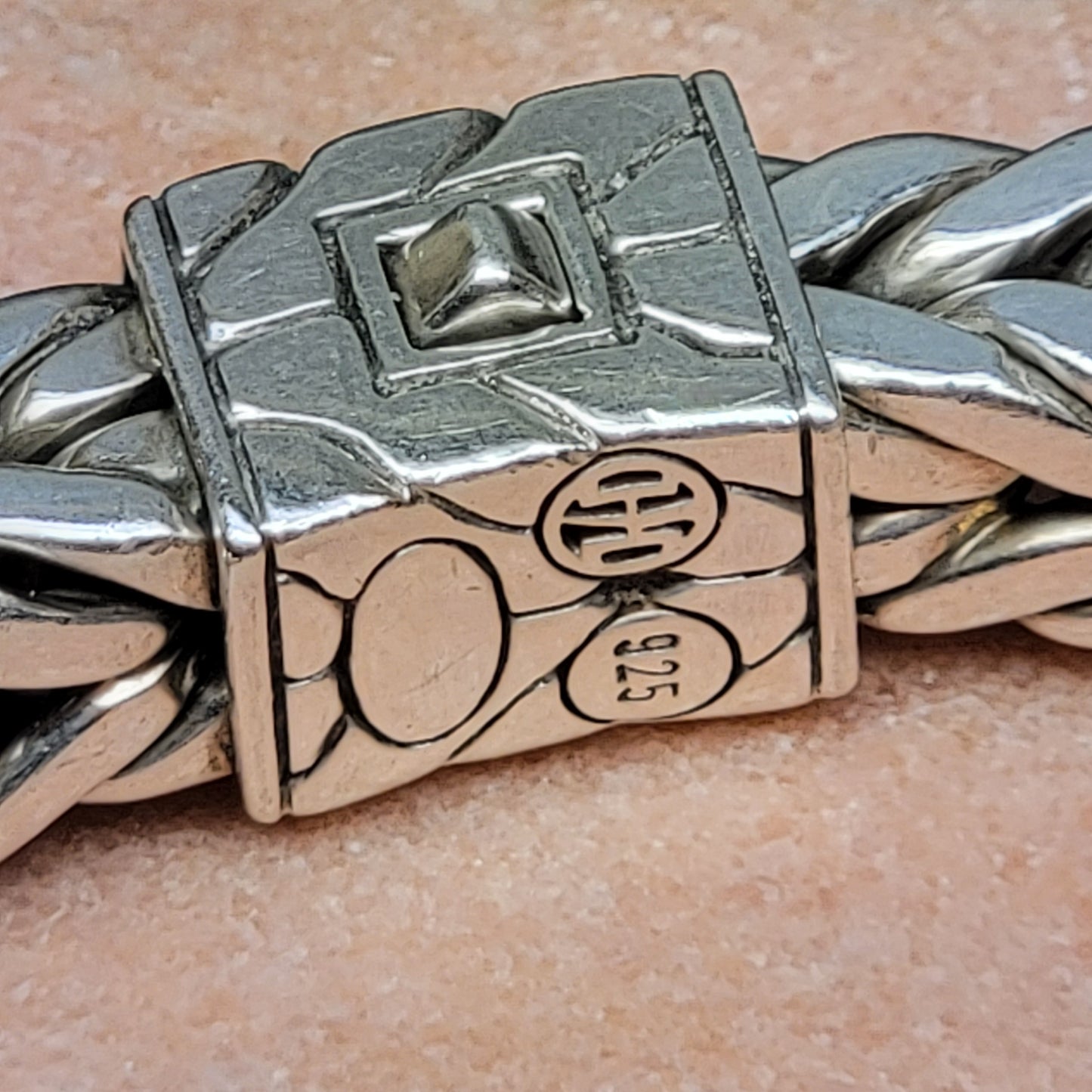 John Hardy 183 Grams Super Heavy 10 MM Square Men's 925 Sterling Silver Classic Bracelet