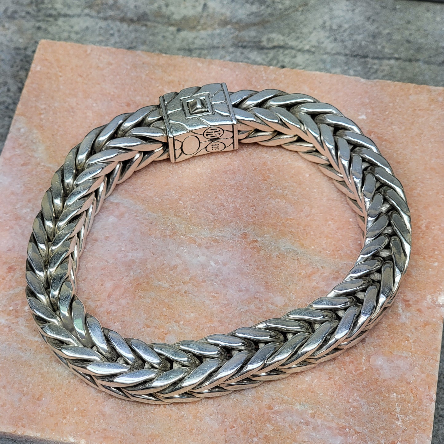 John Hardy 183 Grams Super Heavy 10 MM Square Men's 925 Sterling Silver Classic Bracelet