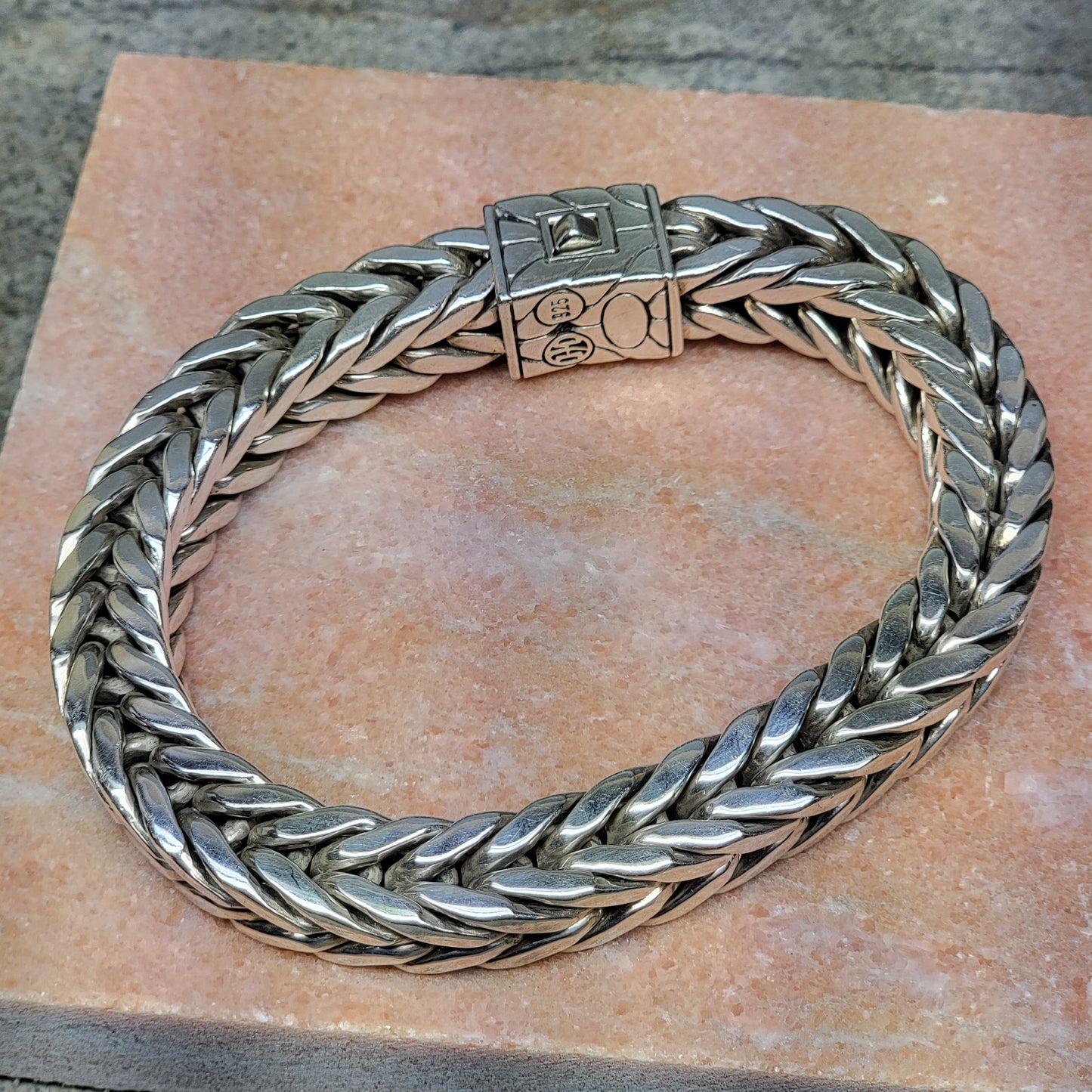 John Hardy 183 Grams Super Heavy 10 MM Square Men's 925 Sterling Silver Classic Bracelet