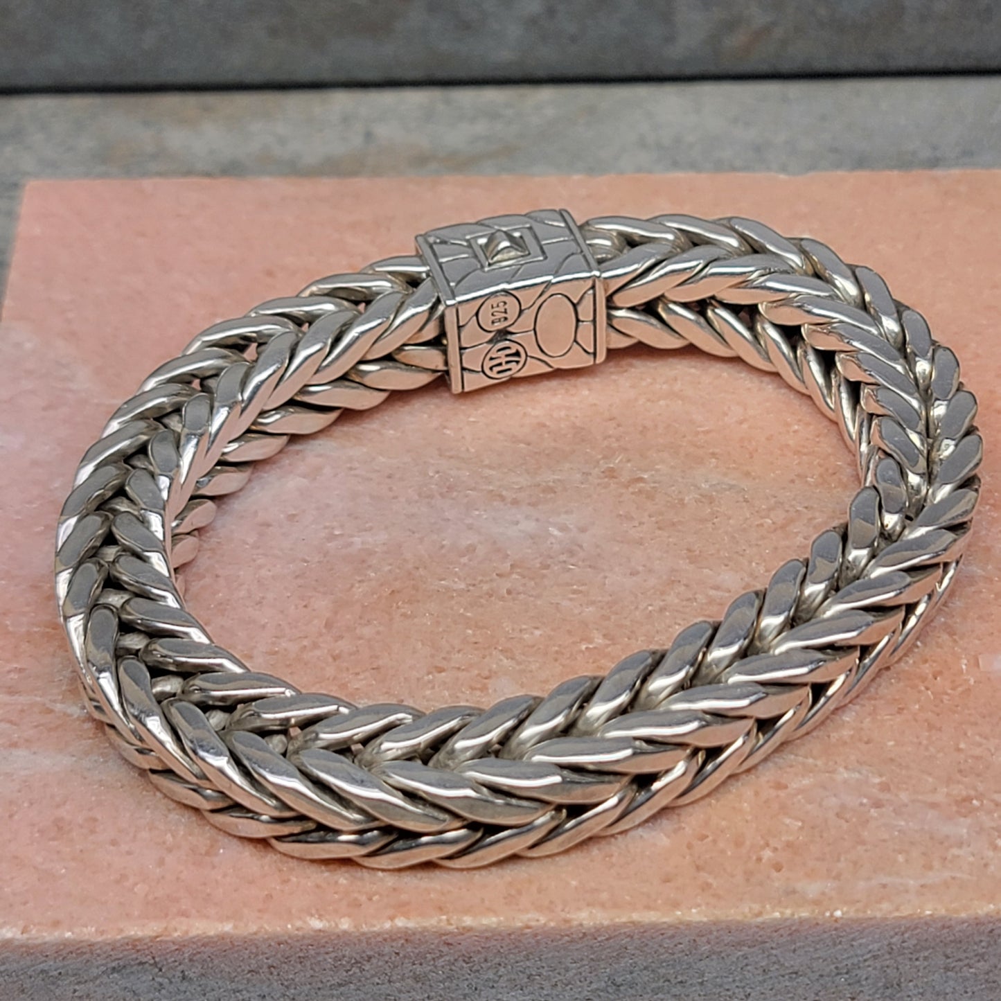 John Hardy 183 Grams Super Heavy 10 MM Square Men's 925 Sterling Silver Classic Bracelet