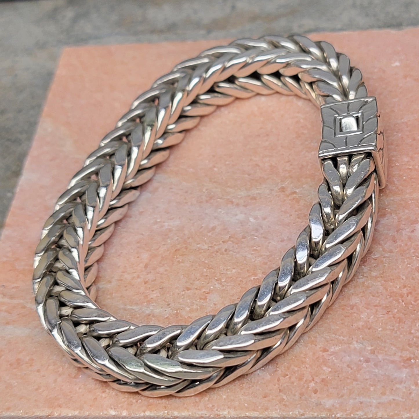 John Hardy 183 Grams Super Heavy 10 MM Square Men's 925 Sterling Silver Classic Bracelet