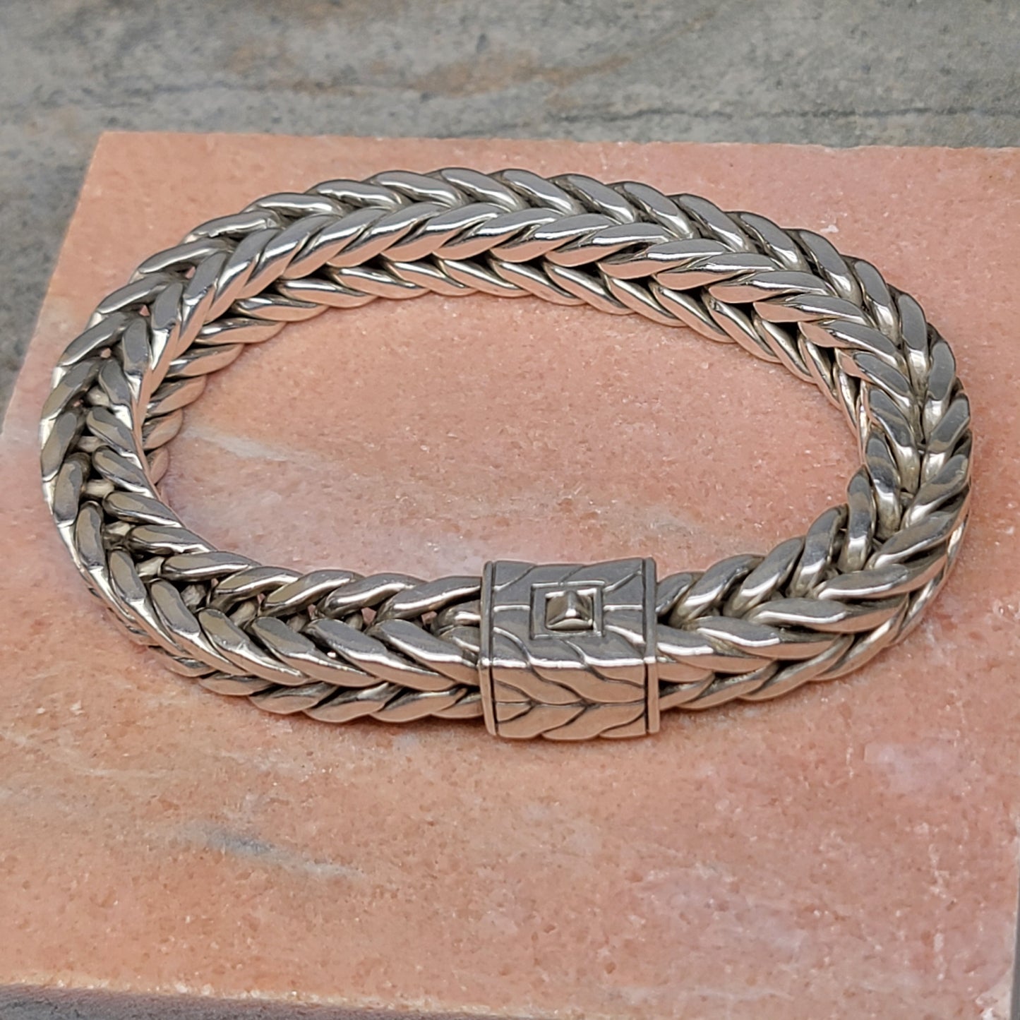 John Hardy 183 Grams Super Heavy 10 MM Square Men's 925 Sterling Silver Classic Bracelet