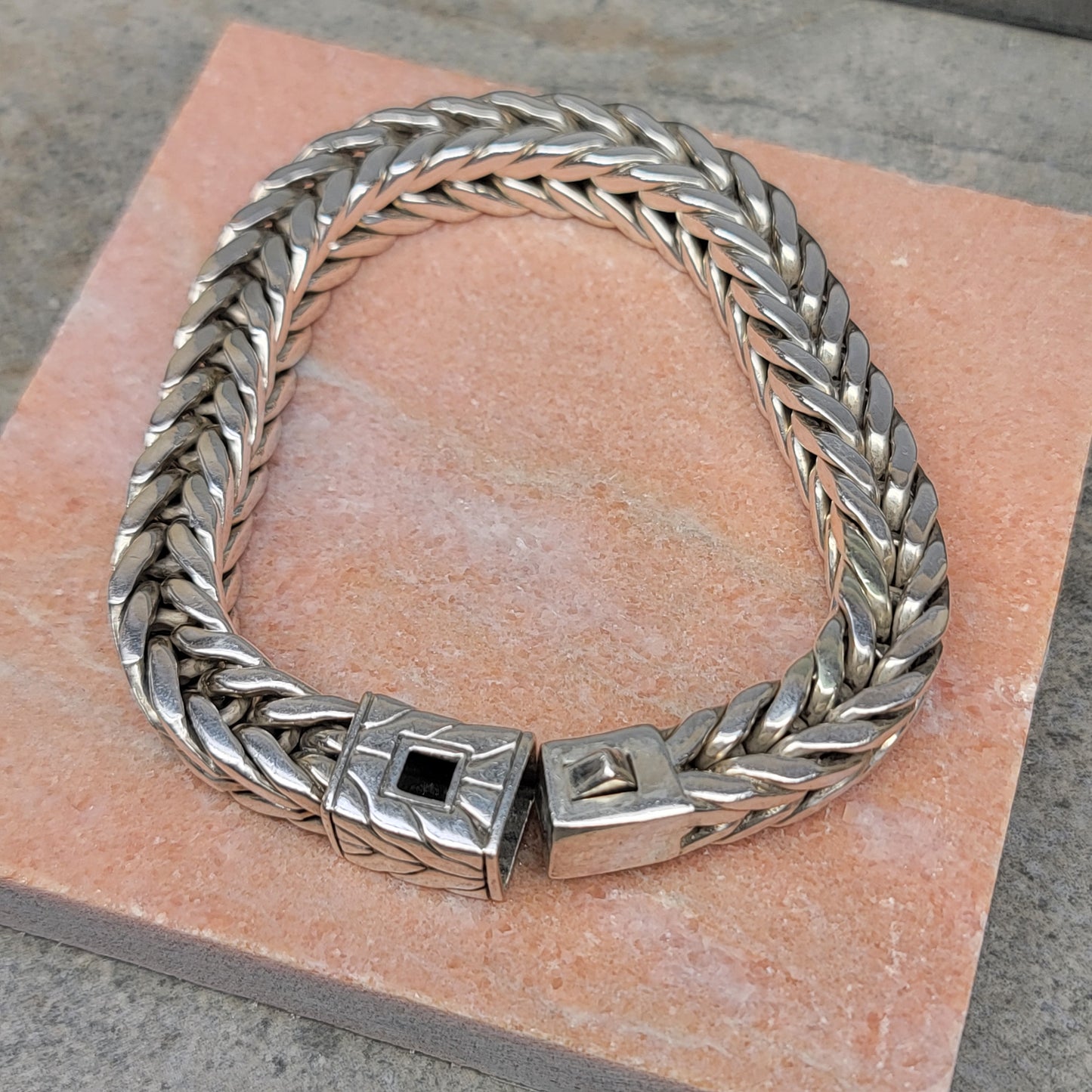 John Hardy 183 Grams Super Heavy 10 MM Square Men's 925 Sterling Silver Classic Bracelet