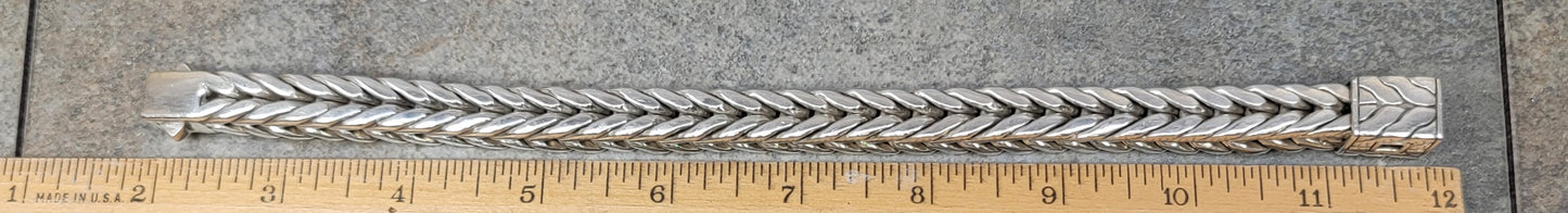 John Hardy 183 Grams Super Heavy 10 MM Square Men's 925 Sterling Silver Classic Bracelet