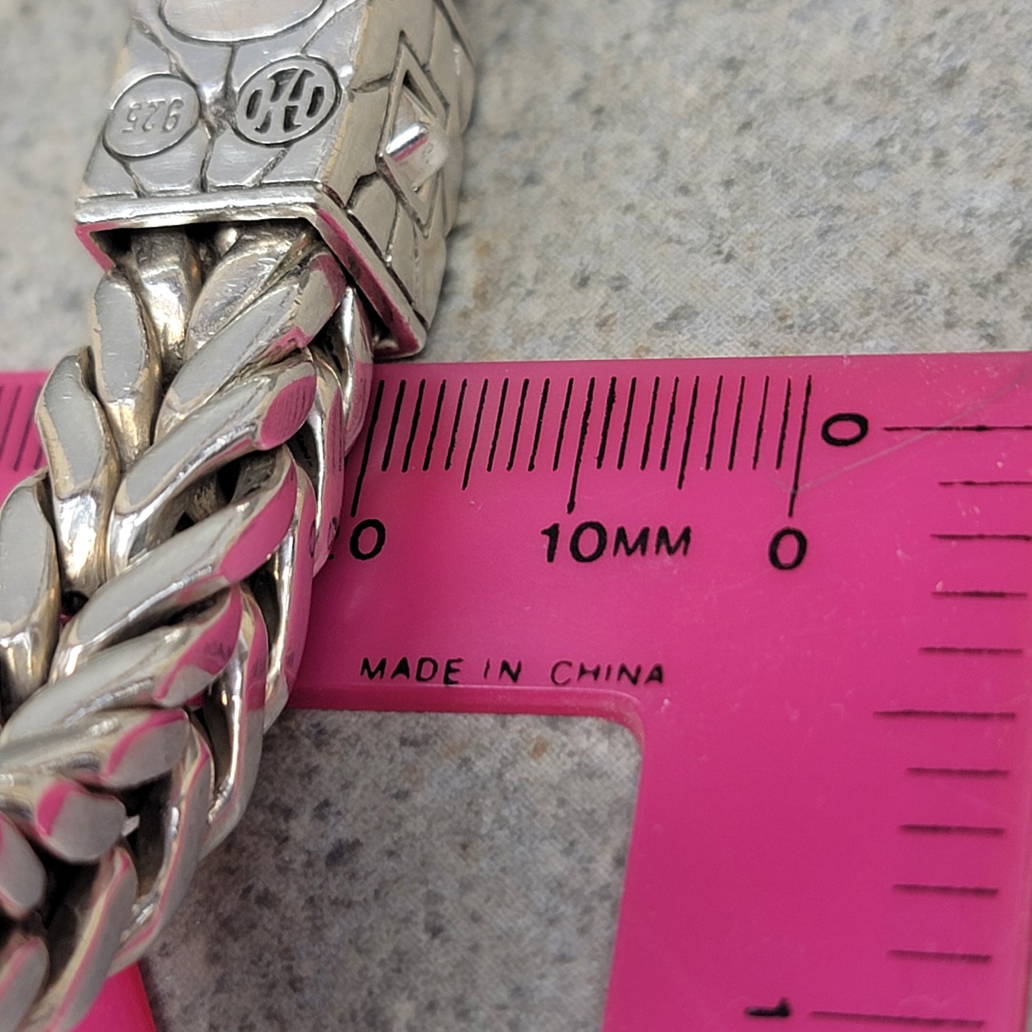 John Hardy 183 Grams Super Heavy 10 MM Square Men's 925 Sterling Silver Classic Bracelet