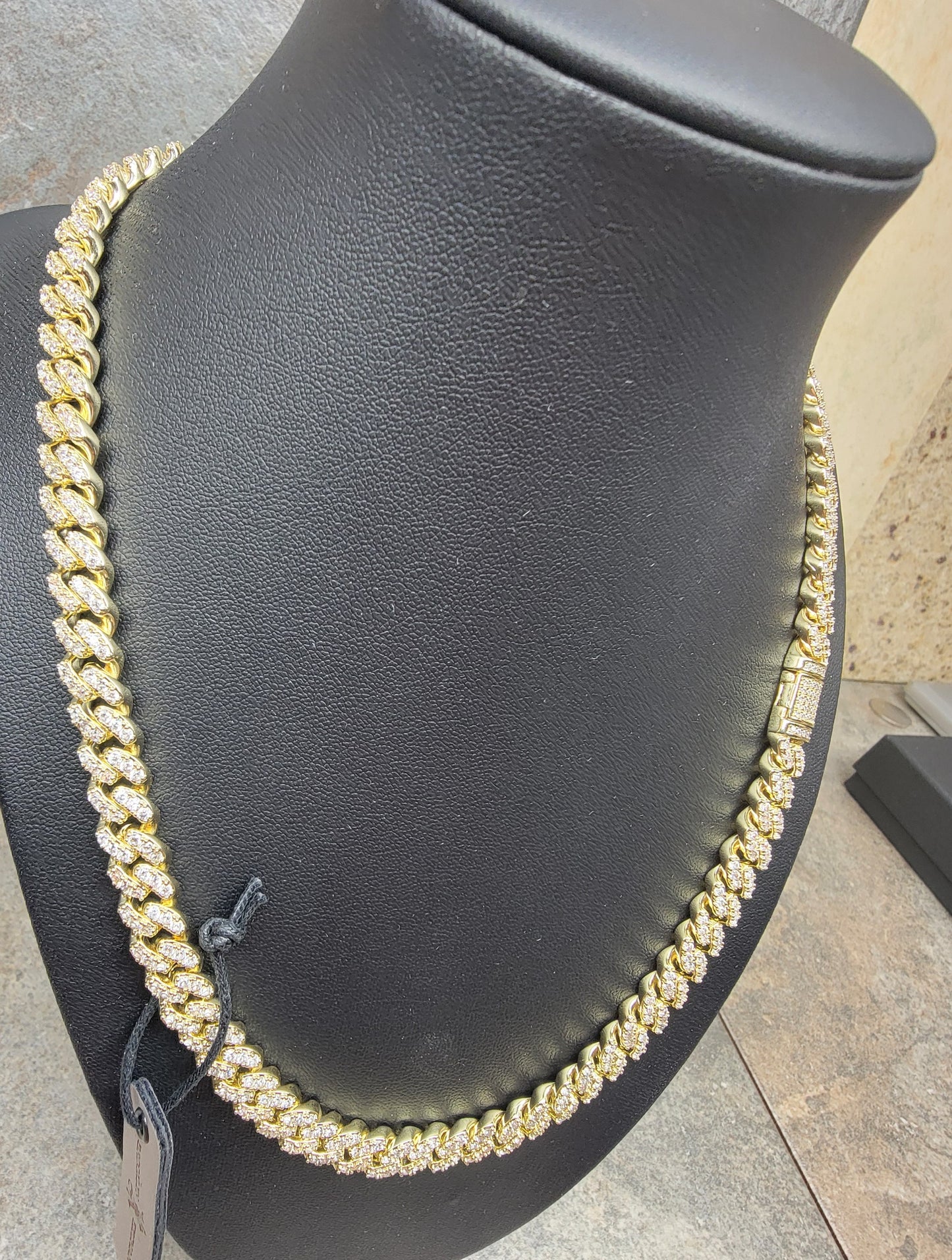 Brooklyn Exchange Men's (Unisex) 20" Gold Stainless Steel Cubic Zirconia 9mm Wide Necklace