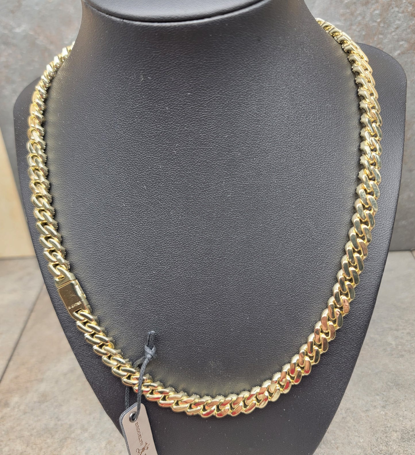 Brooklyn Exchange Men's (Unisex) 20" Gold Stainless Steel Cubic Zirconia 9mm Wide Necklace