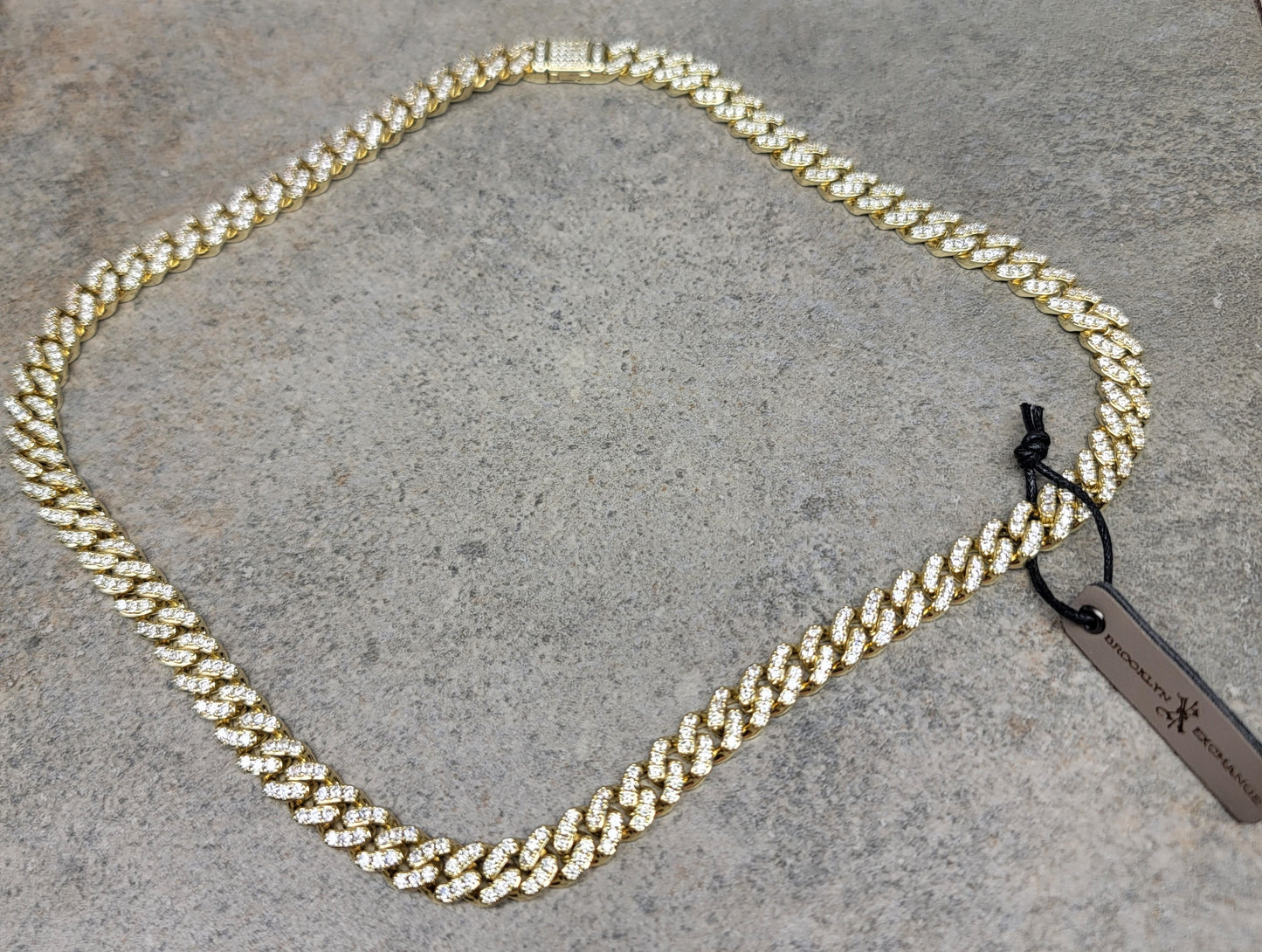 Brooklyn Exchange Men's (Unisex) 20" Gold Stainless Steel Cubic Zirconia 9mm Wide Necklace