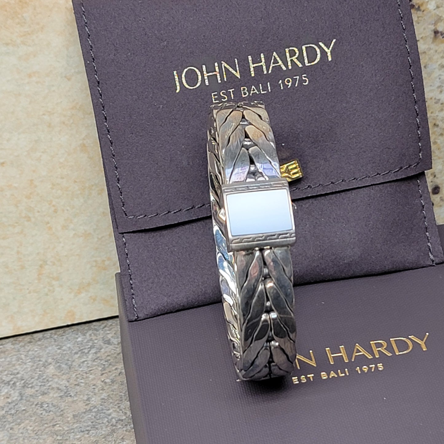 John Hardy Men's Classic Chain Onyx 925 Silver Bracelet - New with Box