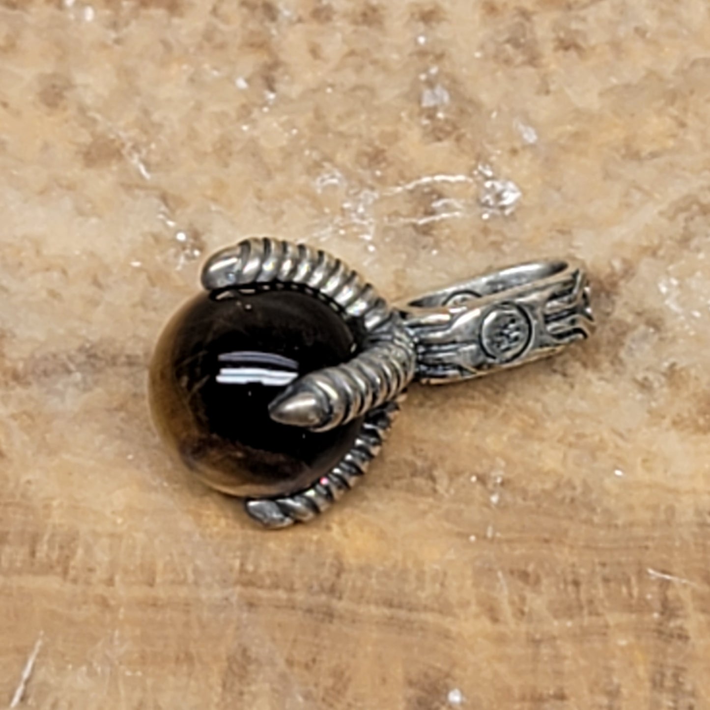 John Hardy Men's Eagle Claw 925 Sterling Silver Necklace Brown Tiger Eye Pendant