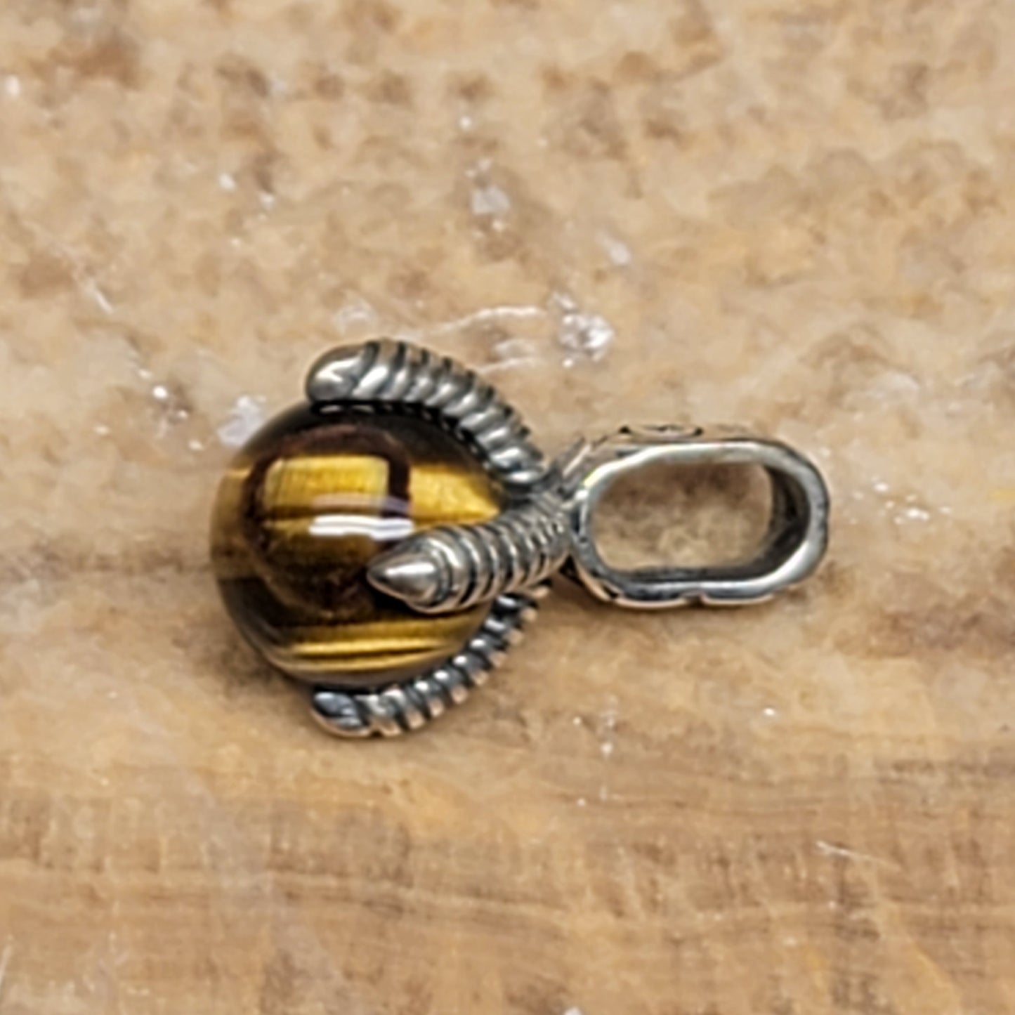 John Hardy Men's Eagle Claw 925 Sterling Silver Necklace Brown Tiger Eye Pendant