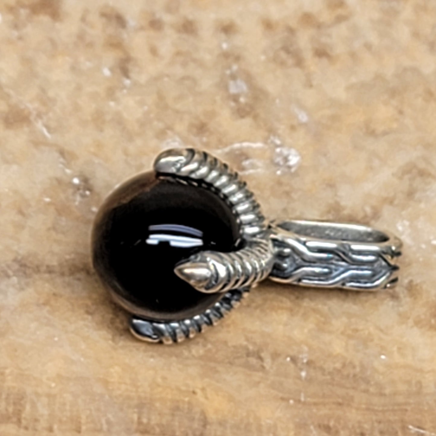 John Hardy Men's Eagle Claw 925 Sterling Silver Necklace Brown Tiger Eye Pendant