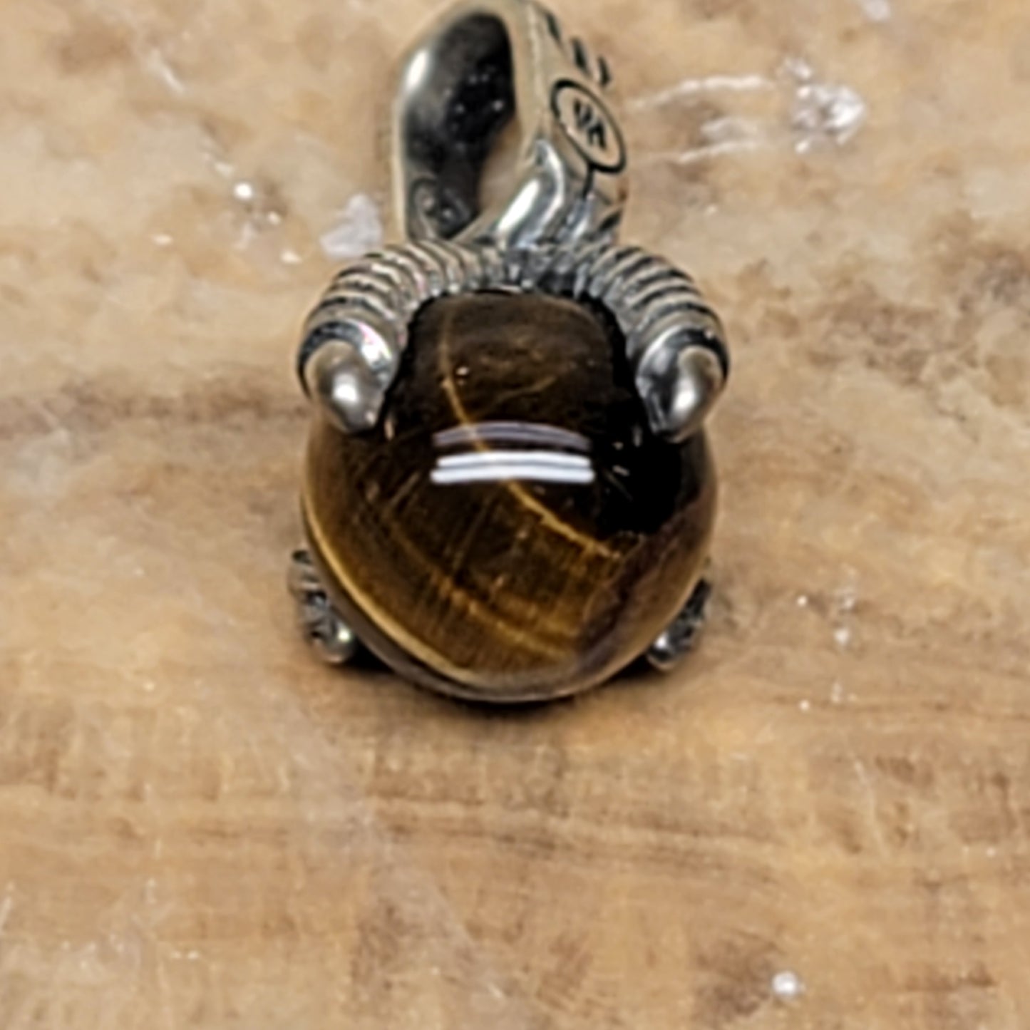 John Hardy Men's Eagle Claw 925 Sterling Silver Necklace Brown Tiger Eye Pendant