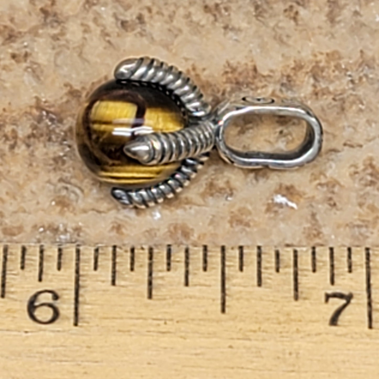 John Hardy Men's Eagle Claw 925 Sterling Silver Necklace Brown Tiger Eye Pendant