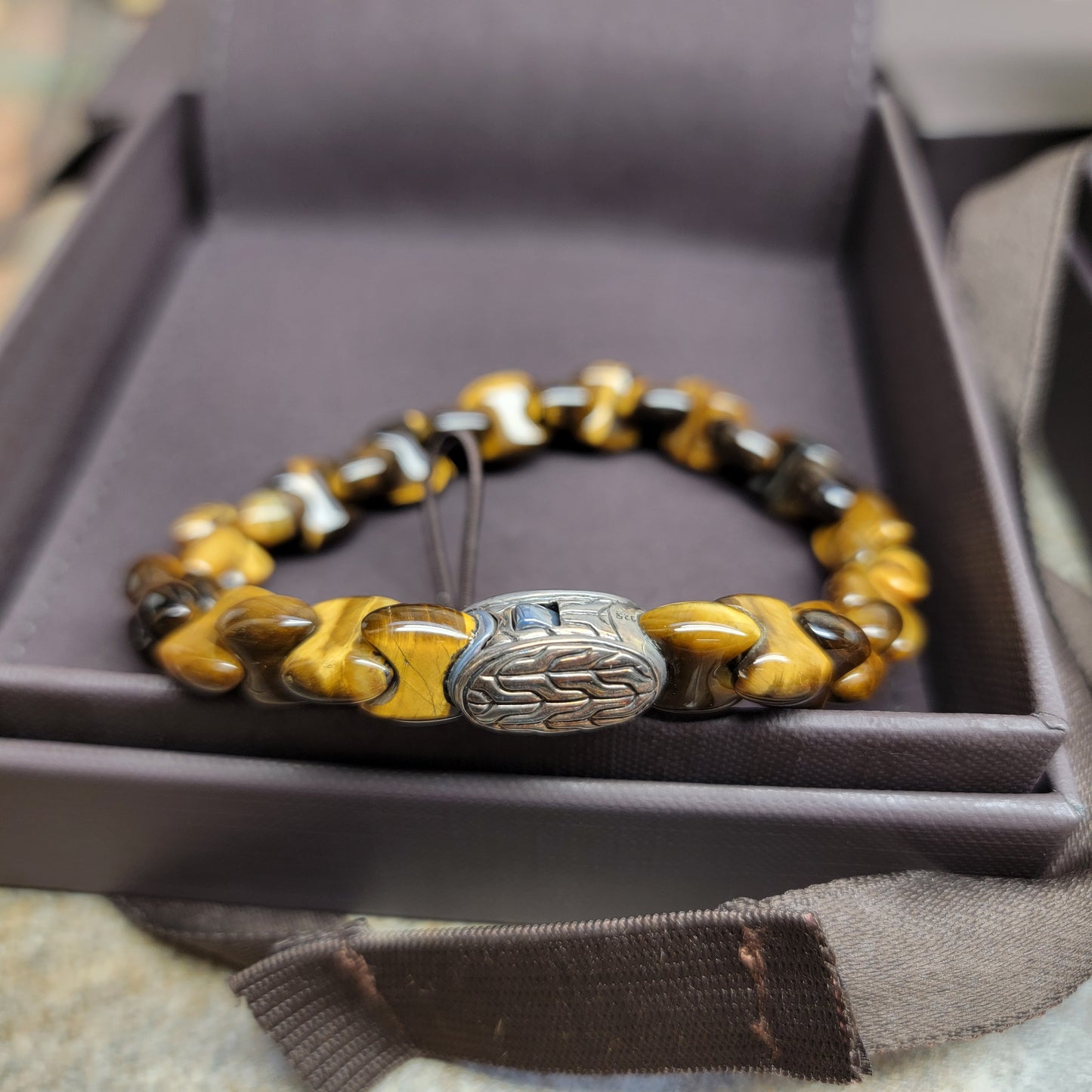 Sold Out John Hardy Men's Classic Chain Tiger Eye 925 Silver Bracelet - New with Box