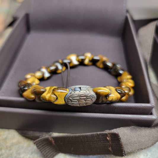 Sold Out John Hardy Men's Classic Chain Tiger Eye 925 Silver Bracelet - New with Box