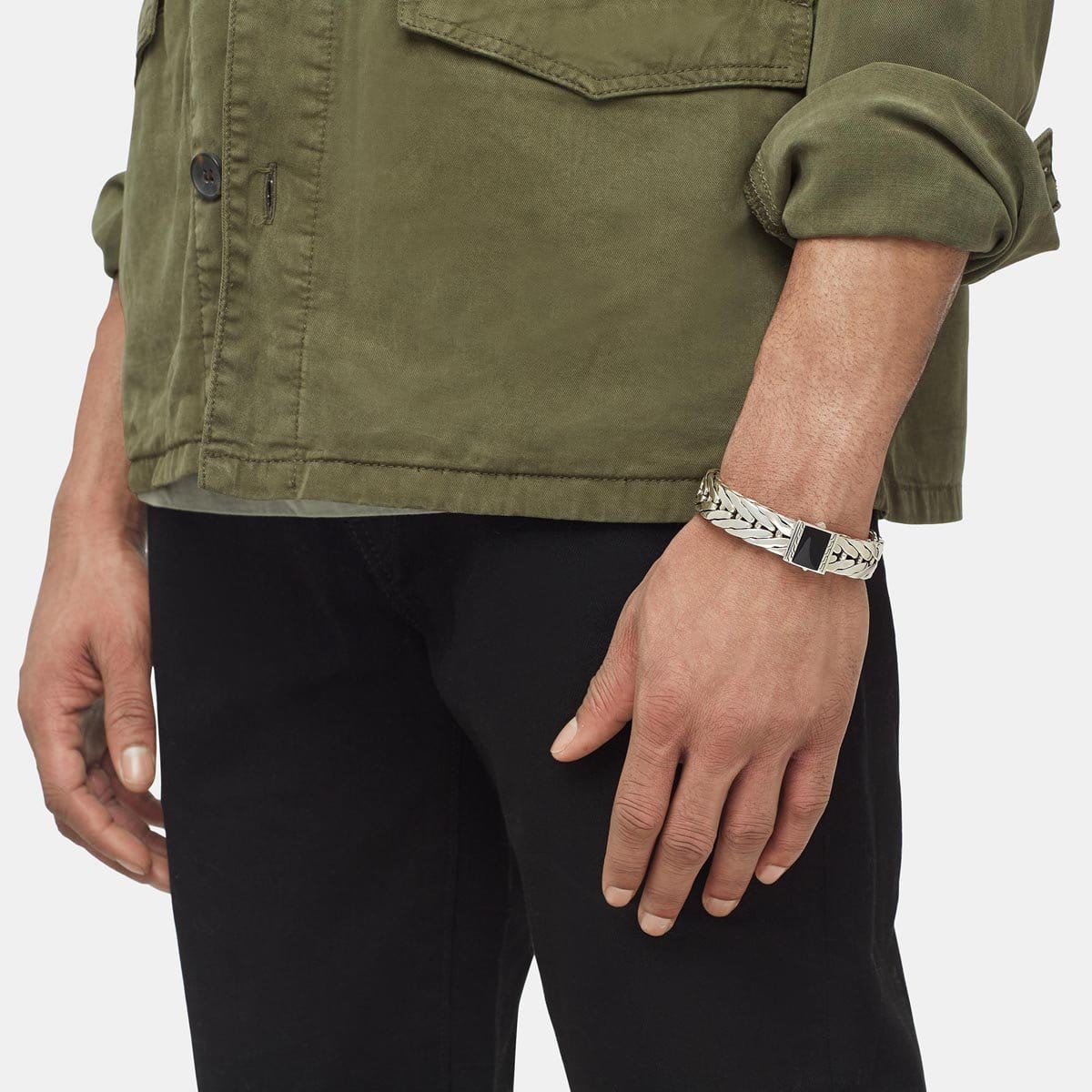 John Hardy Men's Classic Chain Onyx 925 Silver Bracelet - New with Box