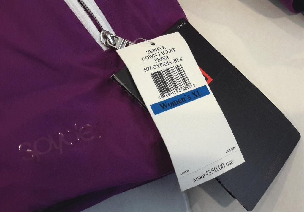 Women's XL Spyder Zephyr Down Jacket New with Tags Retail $350.00.