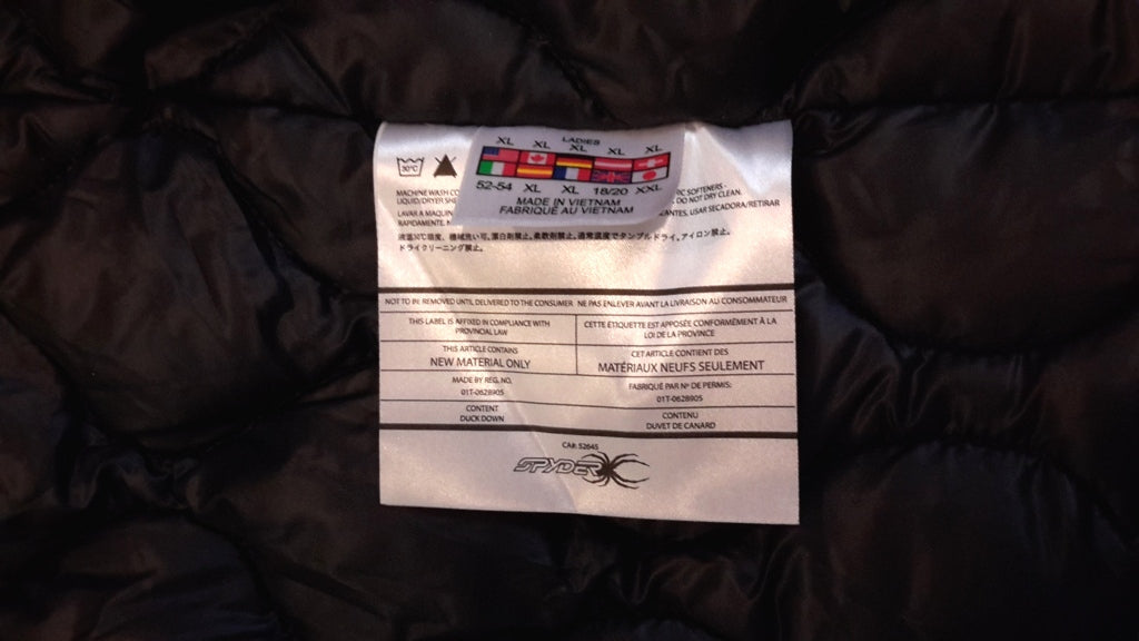 Women's XL Spyder Zephyr Down Jacket New with Tags Retail $350.00.