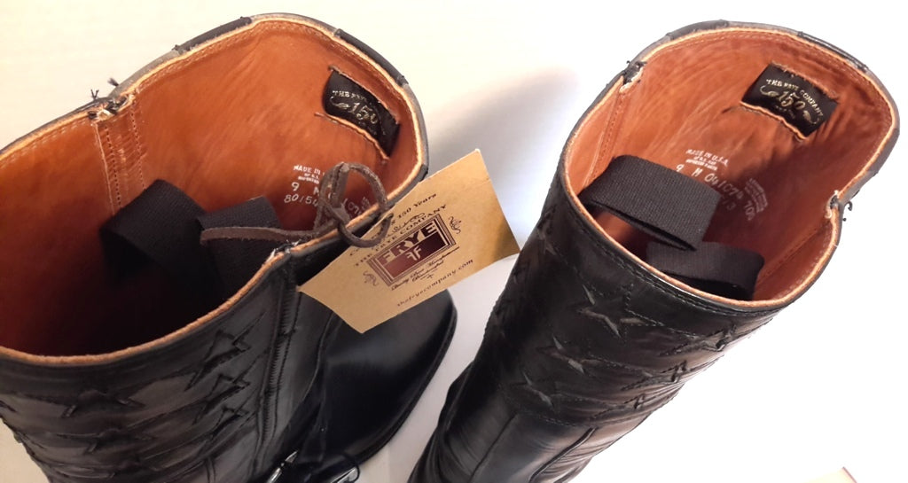 New Men's Frye 150th Anniversary Black USA Flag Size 9 Harness Boots