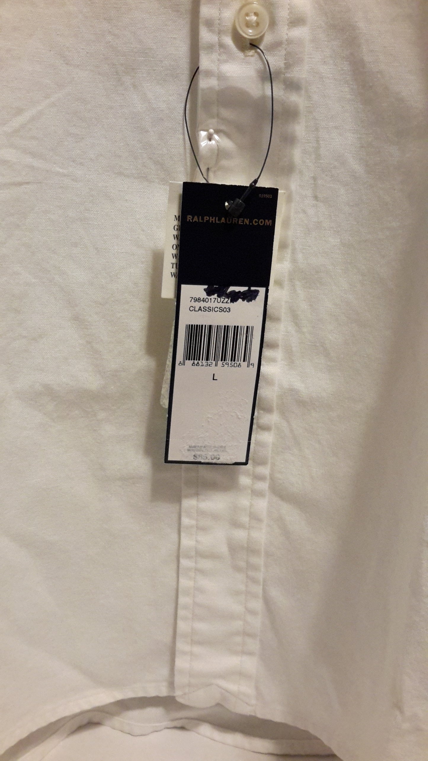 Ralph Lauren Polo Men's Size Large Short Sleeve Button Down Shirt White