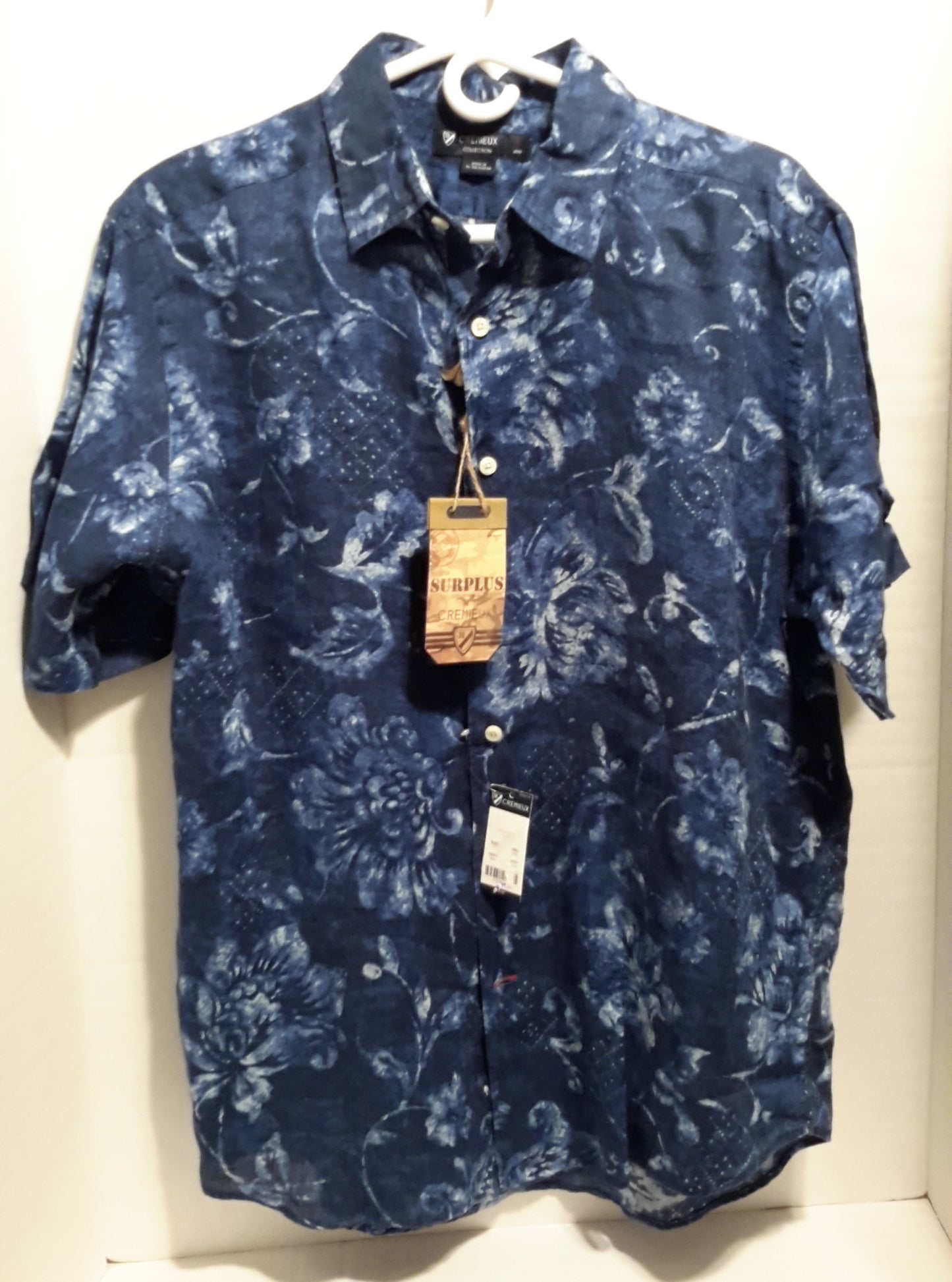 Daniel Cremieux Men's Large Short Sleeve Button Down Shirt Navy Floral