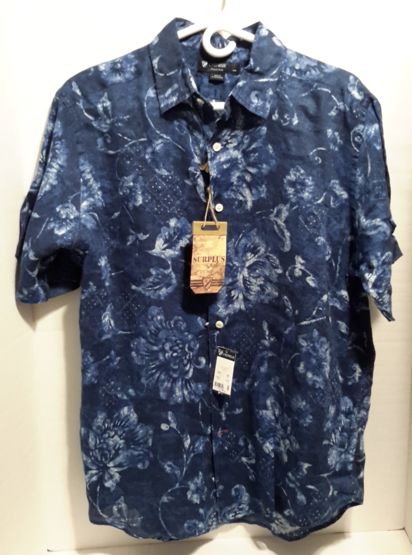 Daniel Cremieux Men's Large Short Sleeve Button Down Shirt Navy Floral