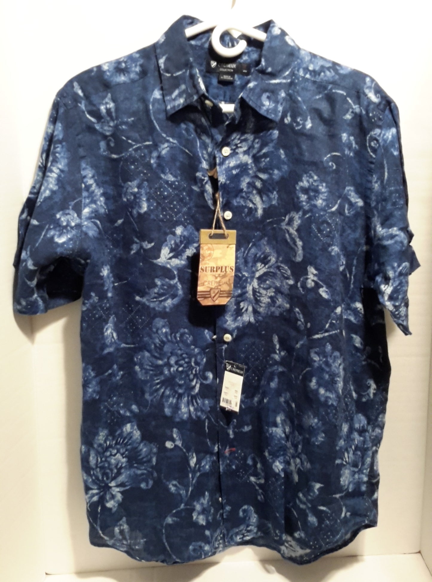 Daniel Cremieux Men's Large Short Sleeve Button Down Shirt Navy Floral