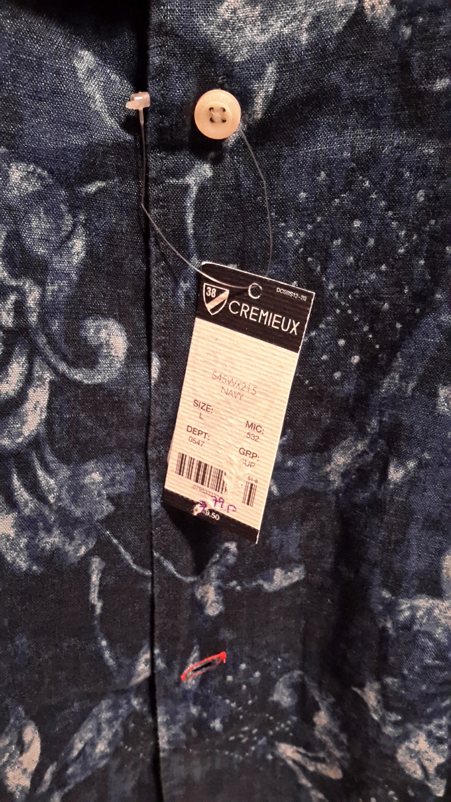 Daniel Cremieux Men's Large Short Sleeve Button Down Shirt Navy Floral