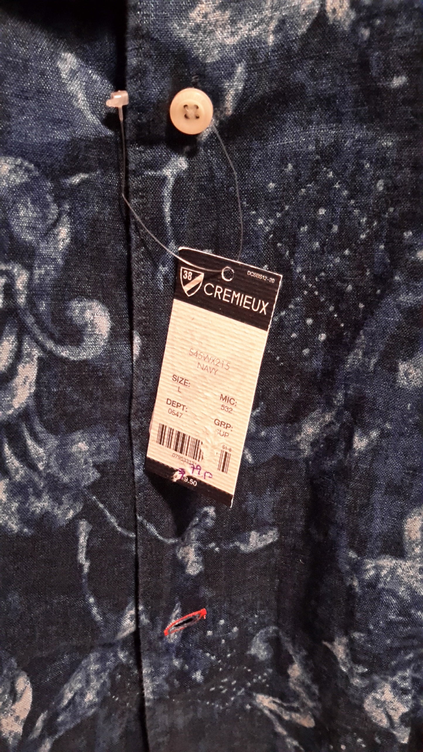 Daniel Cremieux Men's Large Short Sleeve Button Down Shirt Navy Floral