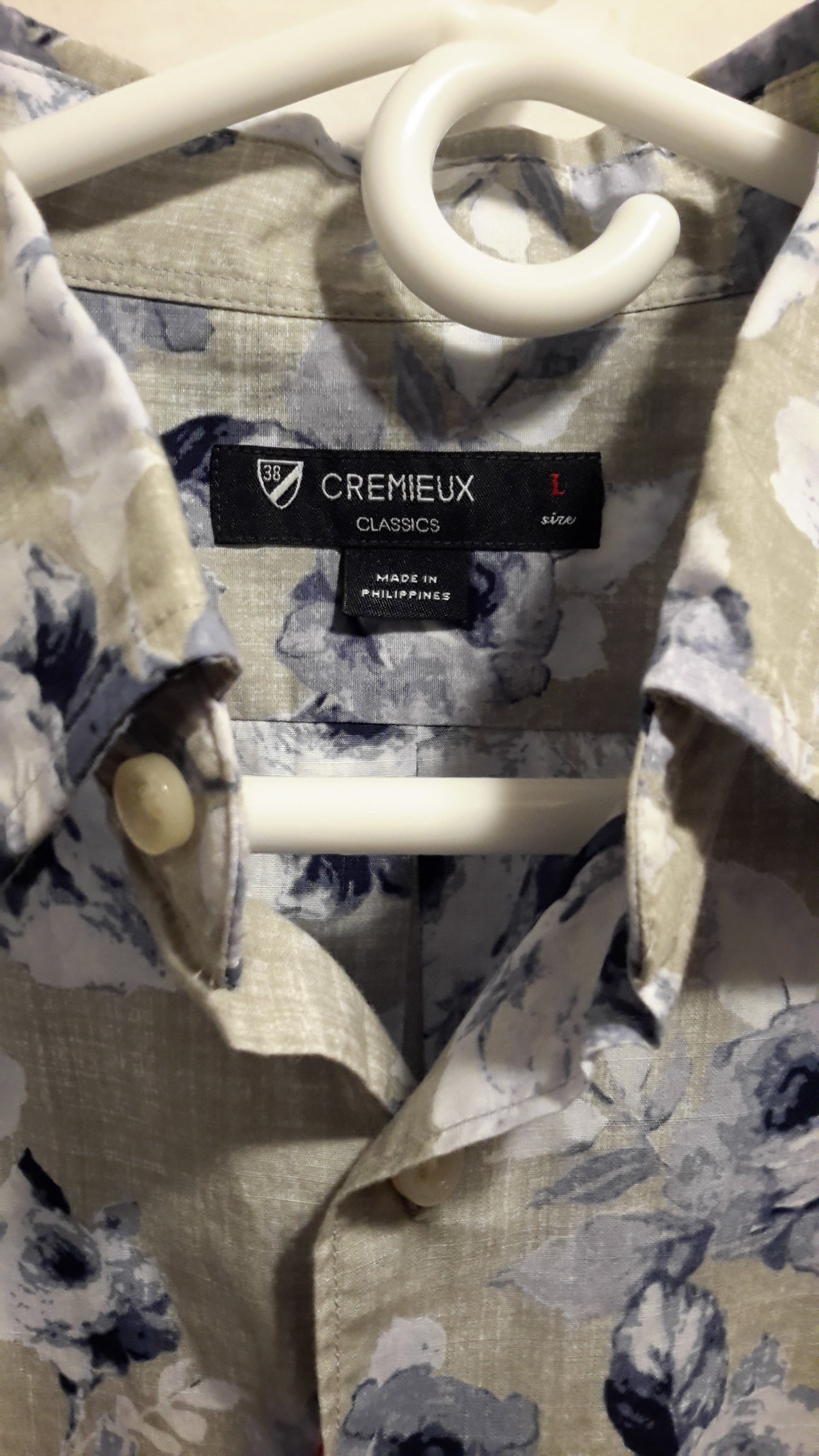 Daniel Cremieux Men's Large Short Sleeve Button Down Shirt Grey Floral