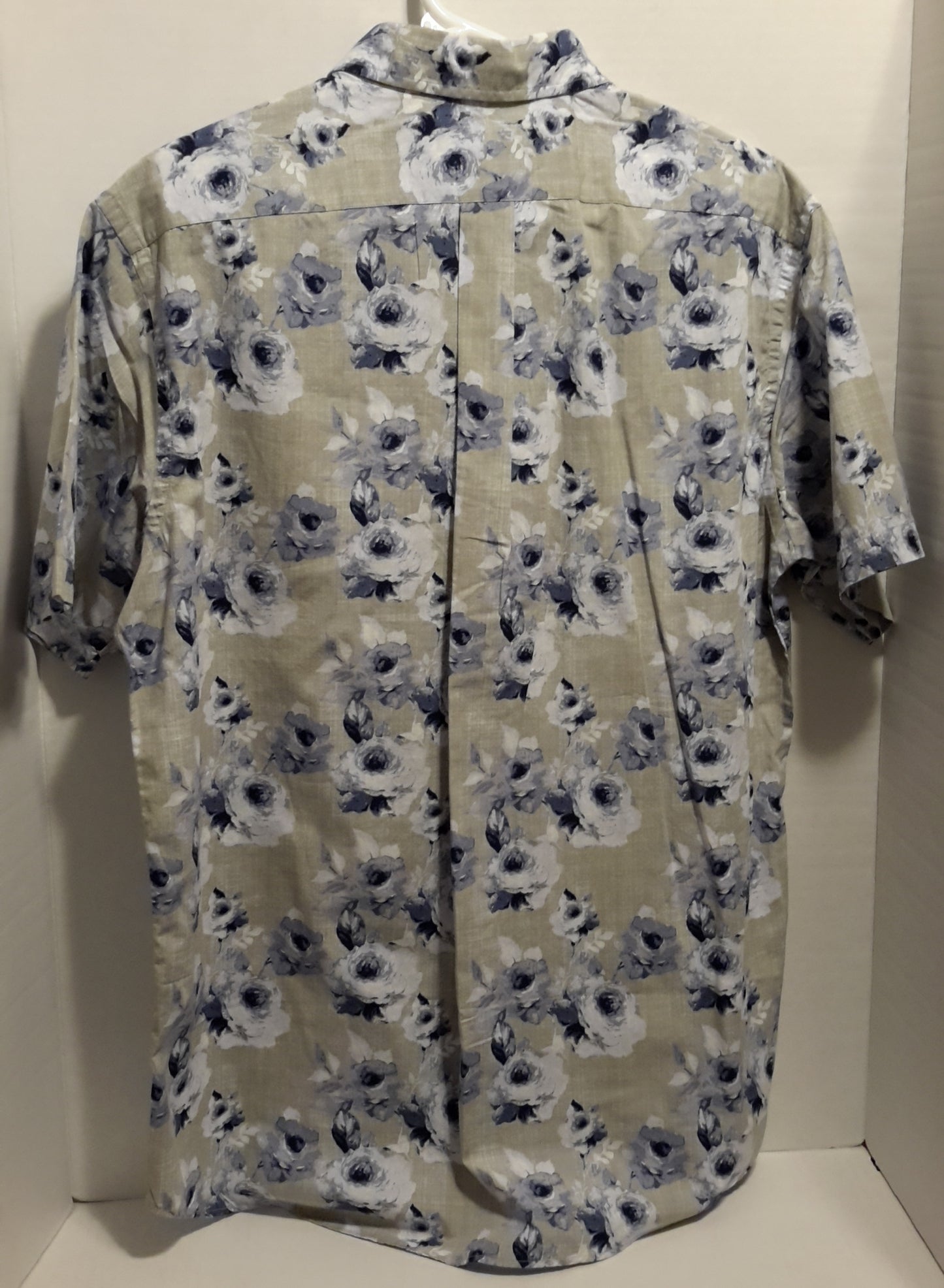 Daniel Cremieux Men's Large Short Sleeve Button Down Shirt Grey Floral