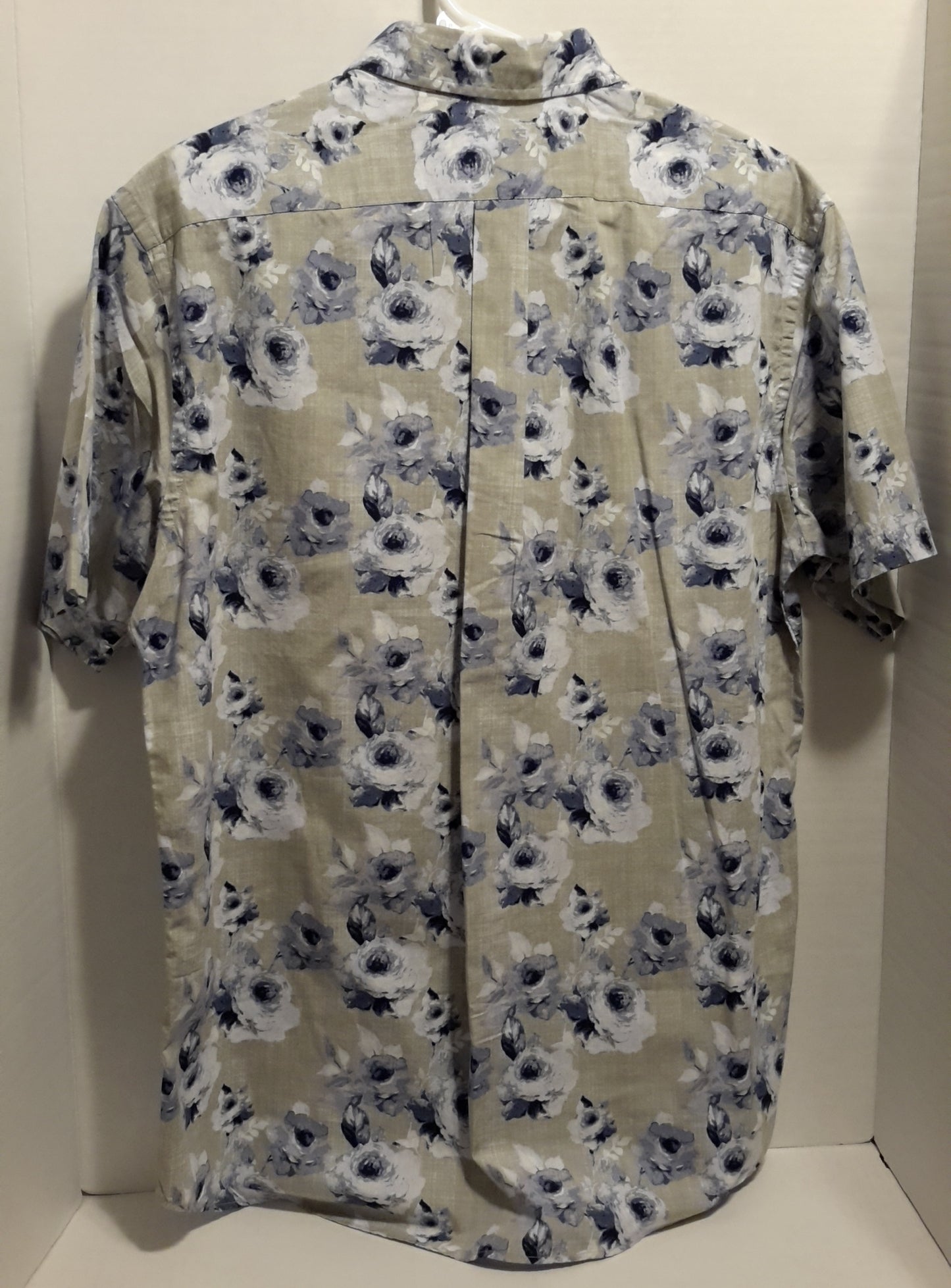 Daniel Cremieux Men's Large Short Sleeve Button Down Shirt Grey Floral