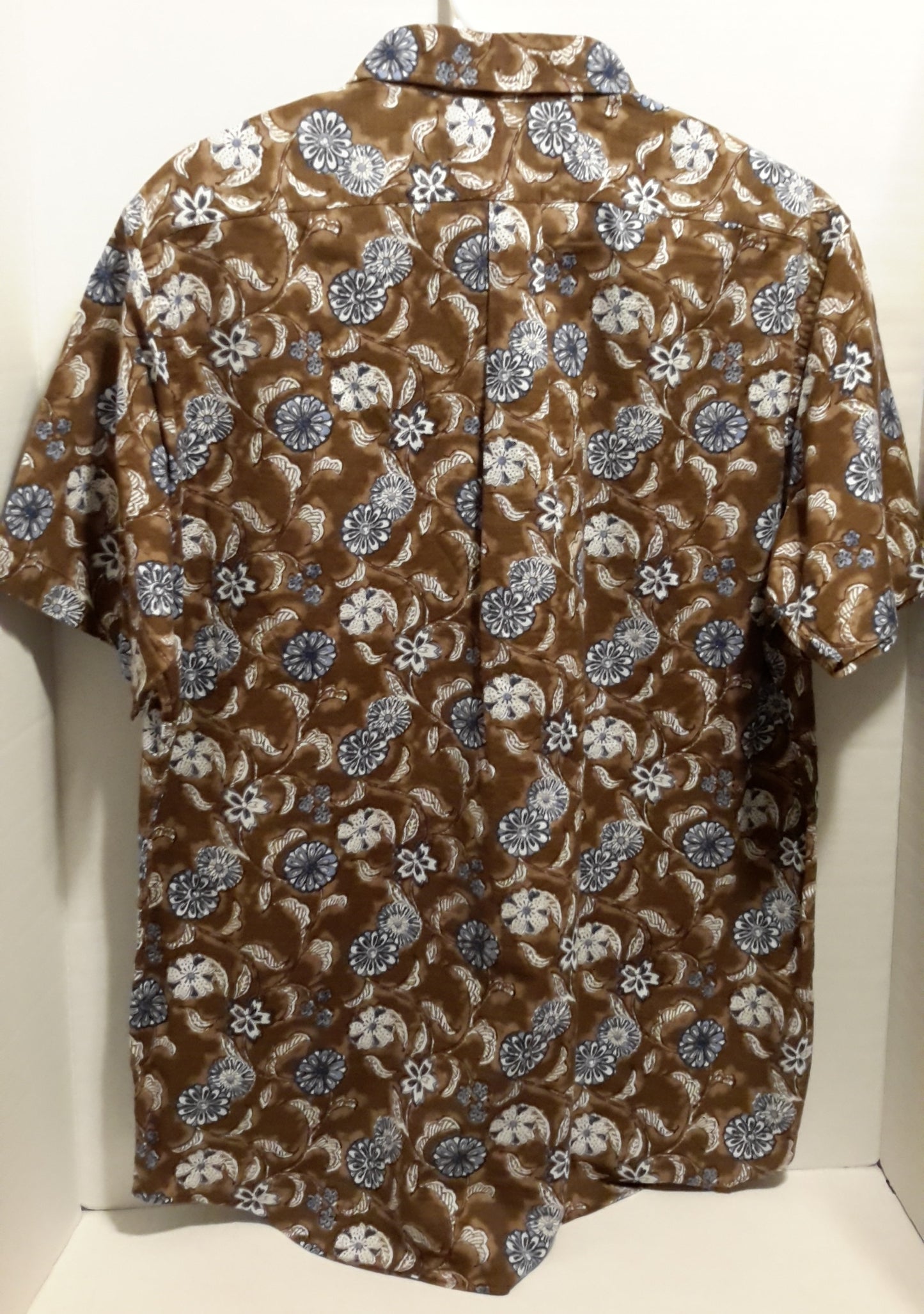 Daniel Cremieux Men's Large Short Sleeve Button Down Shirt Brown Floral