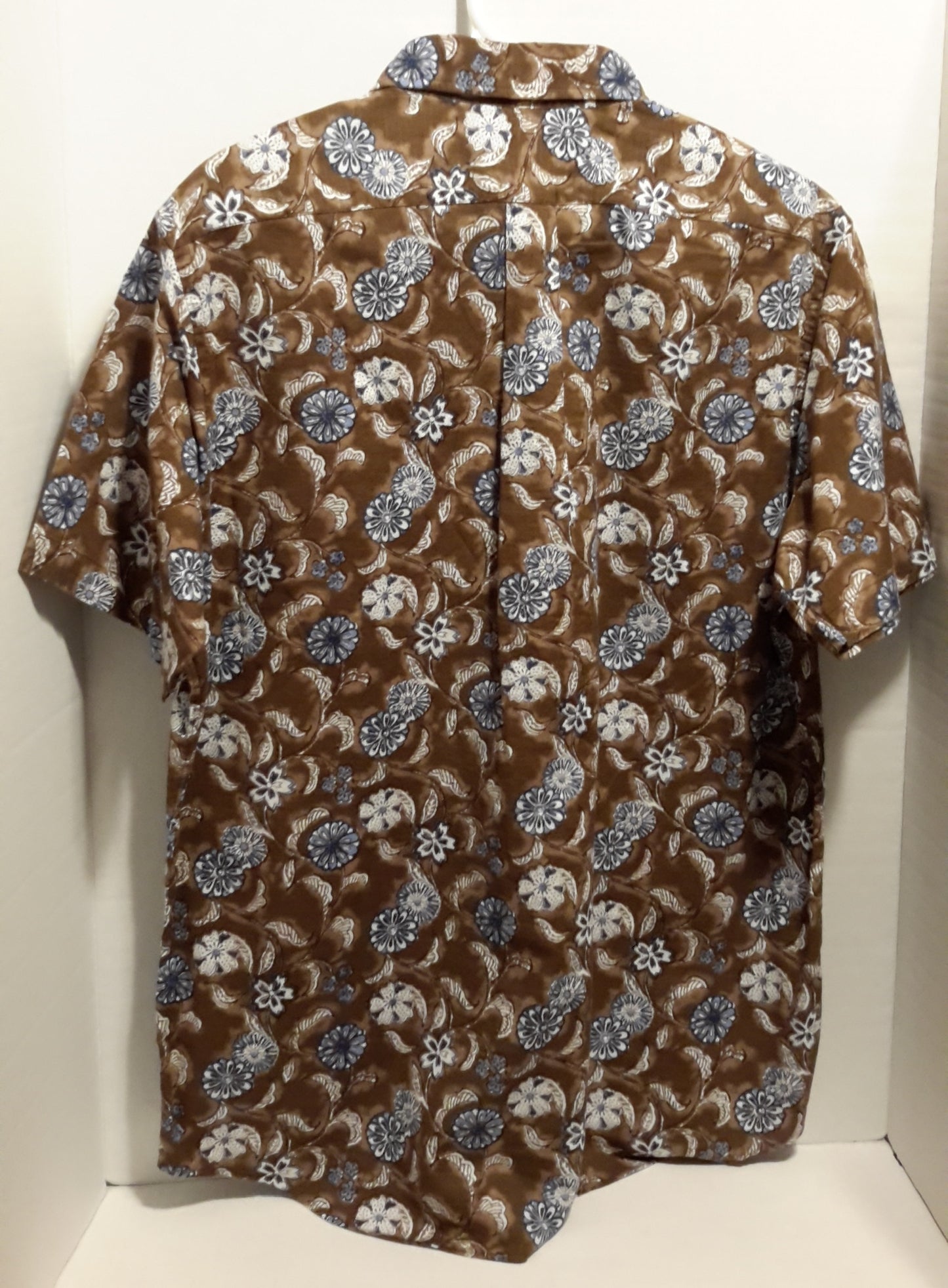 Daniel Cremieux Men's Large Short Sleeve Button Down Shirt Brown Floral
