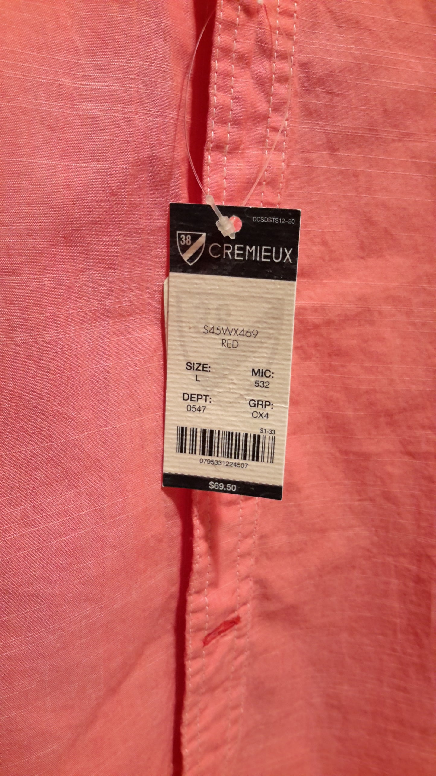 Daniel Cremieux Men's Large Short Sleeve Button Down Shirt Red
