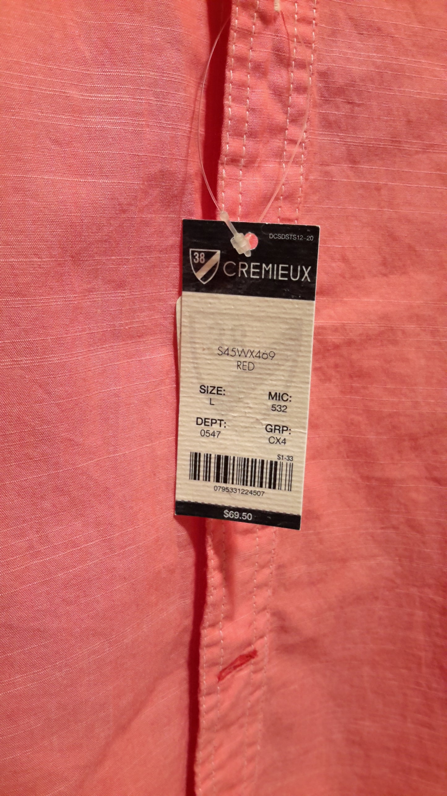 Daniel Cremieux Men's Large Short Sleeve Button Down Shirt Red
