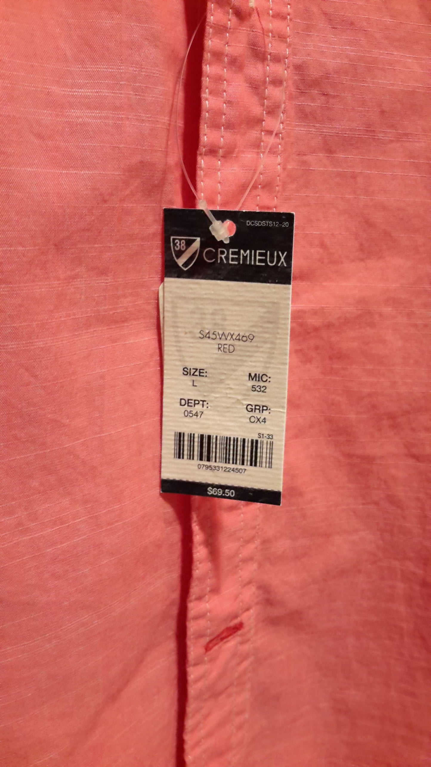 Daniel Cremieux Men's Large Short Sleeve Button Down Shirt Red