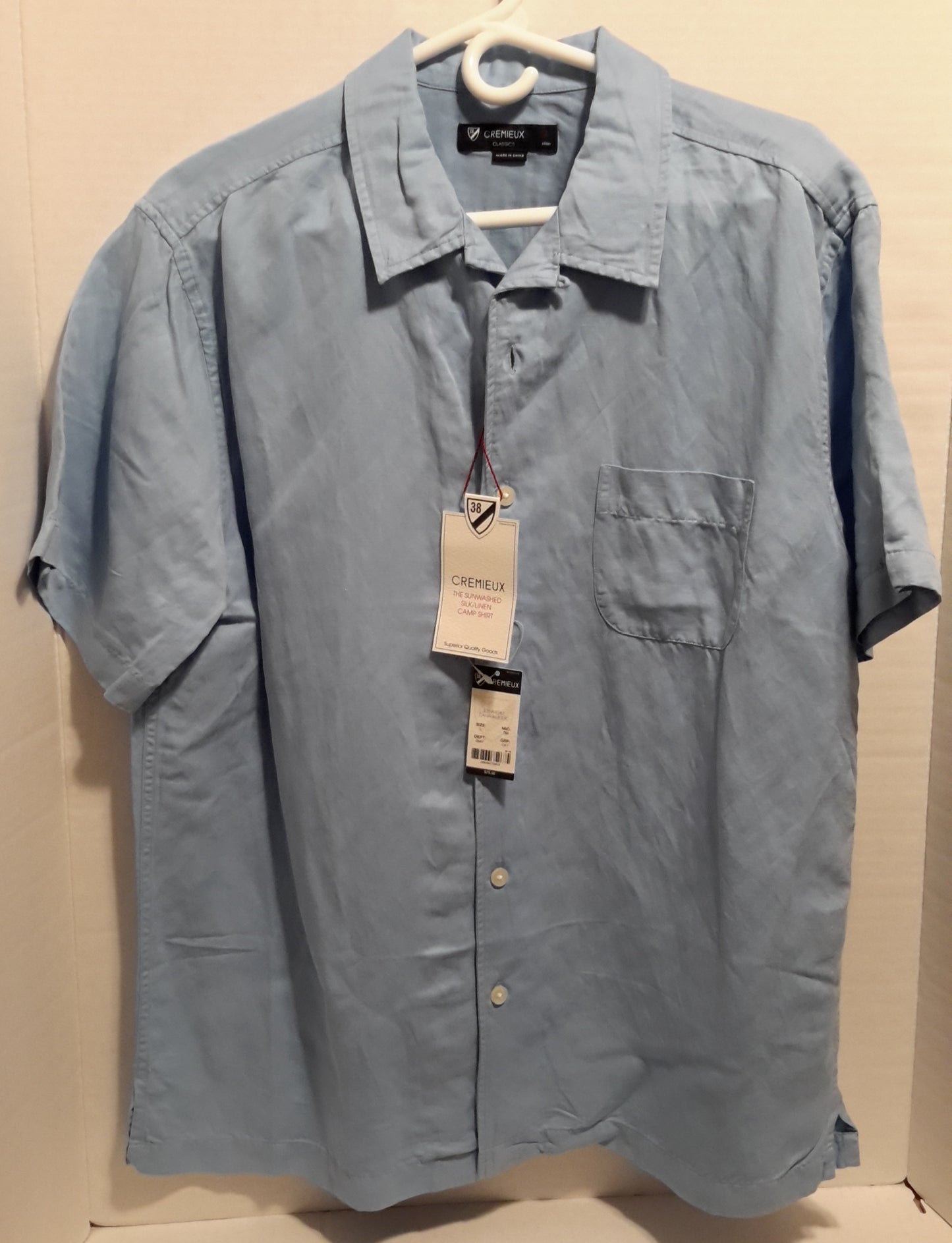 Daniel Cremieux Men's Large Short Sleeve Button Down Shirt Light Blue