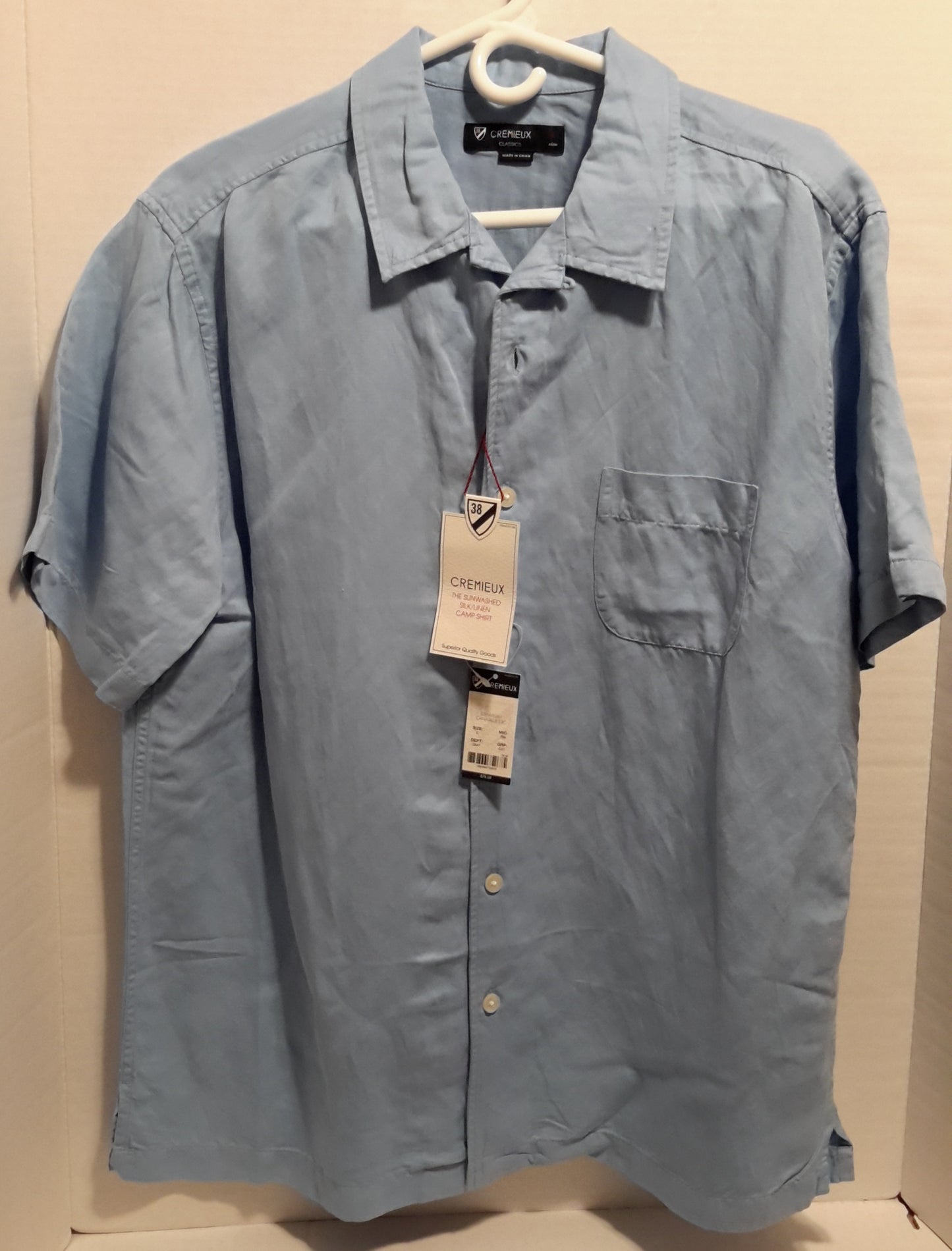 Daniel Cremieux Men's Large Short Sleeve Button Down Shirt Light Blue
