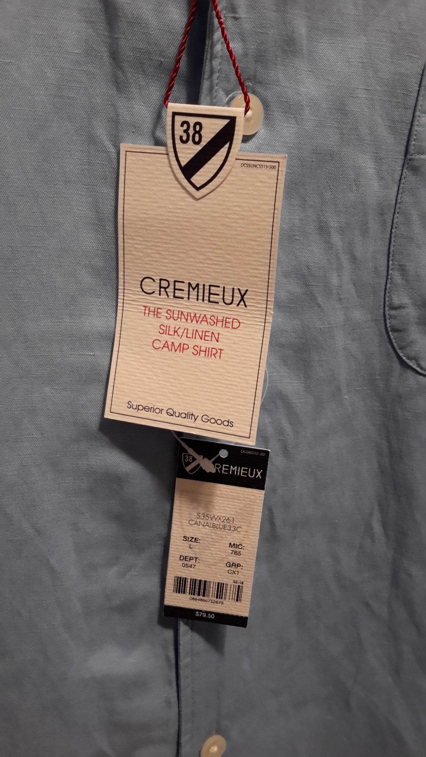 Daniel Cremieux Men's Large Short Sleeve Button Down Shirt Light Blue
