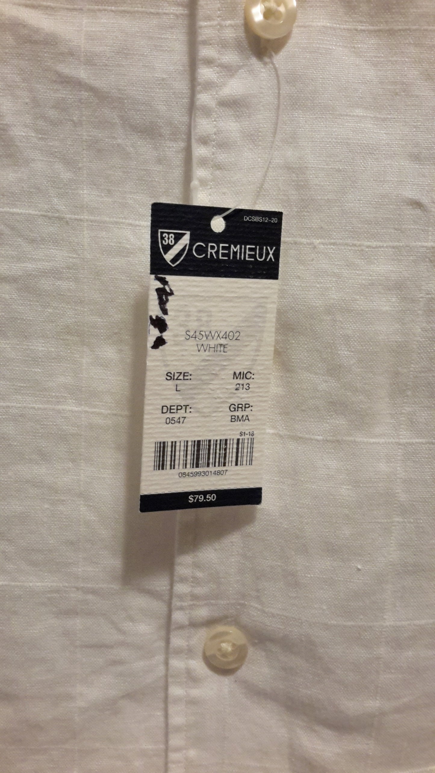 Daniel Cremieux Men's Large Short Sleeve Button Down Shirt White