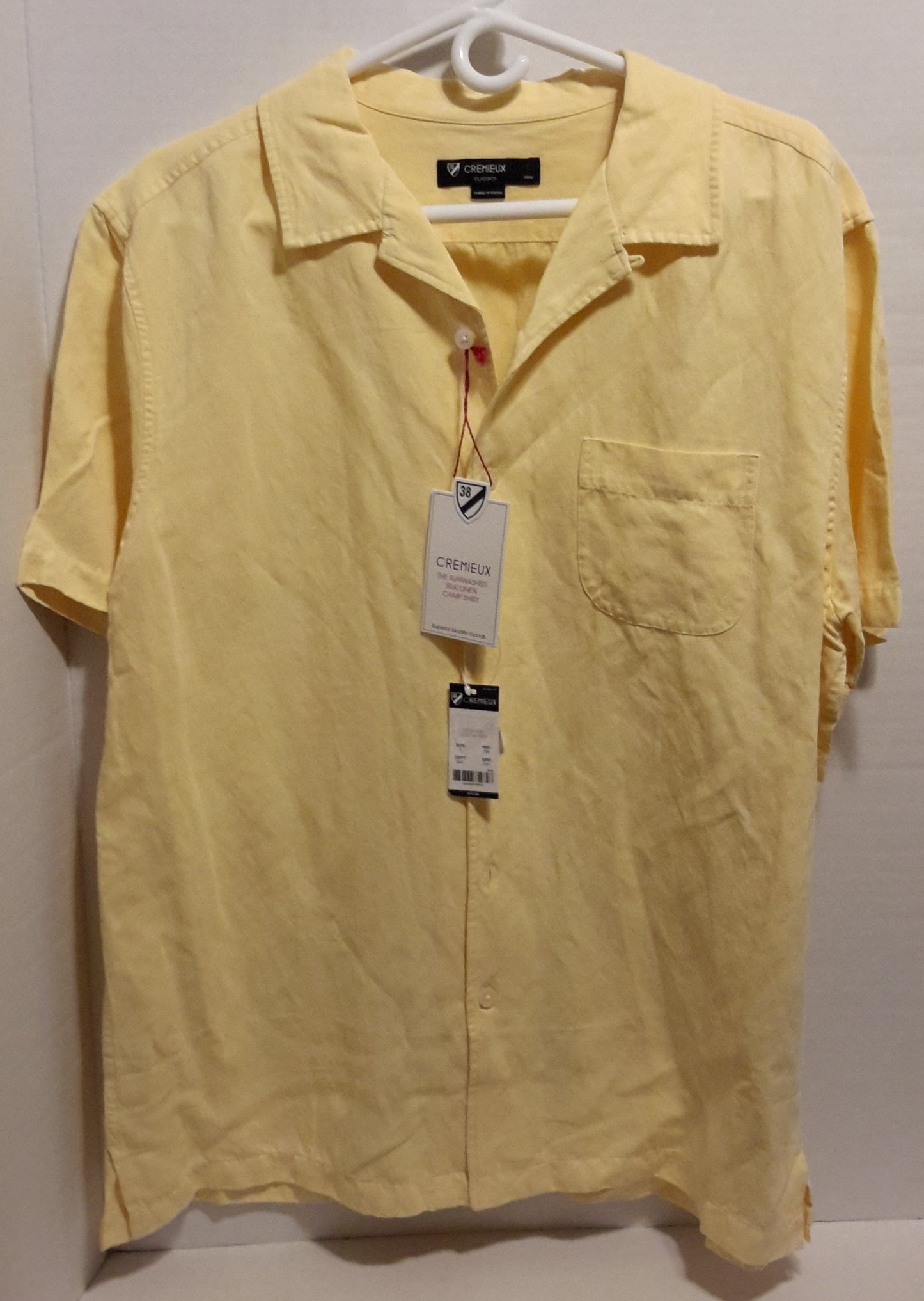 Daniel Cremieux Men's Large Short Sleeve Button Down Shirt Yellow