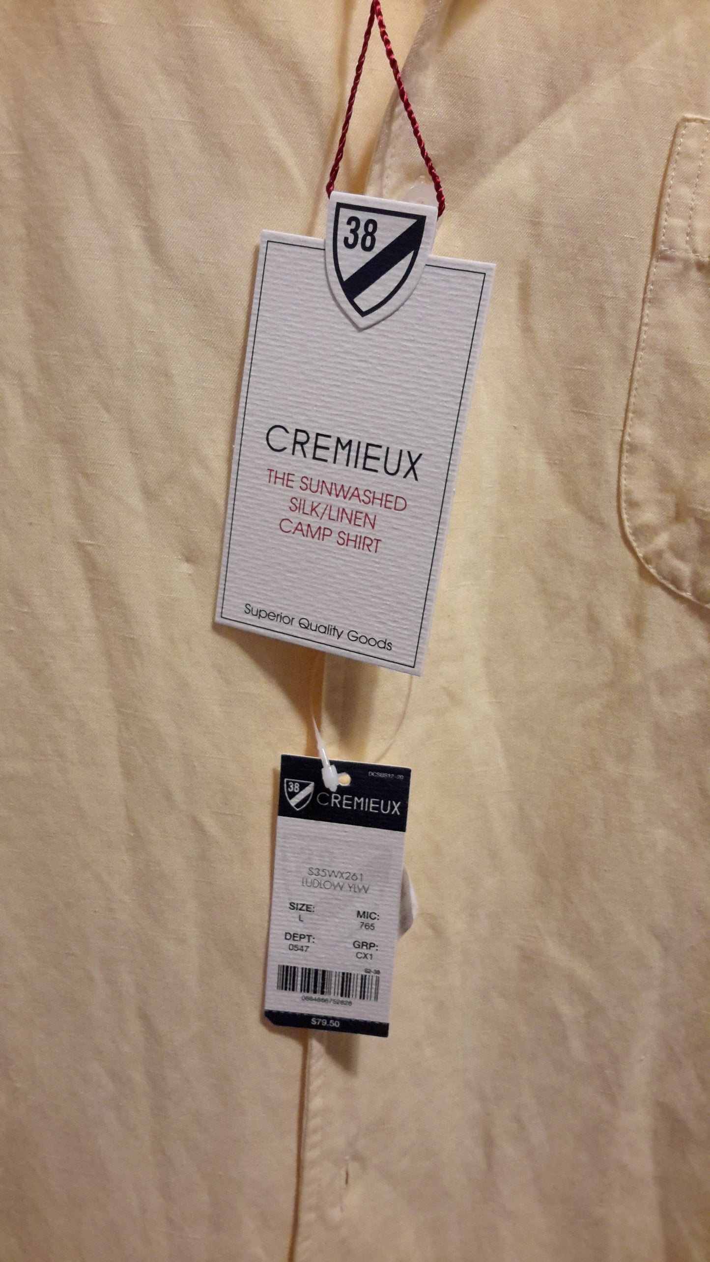 Daniel Cremieux Men's Large Short Sleeve Button Down Shirt Yellow