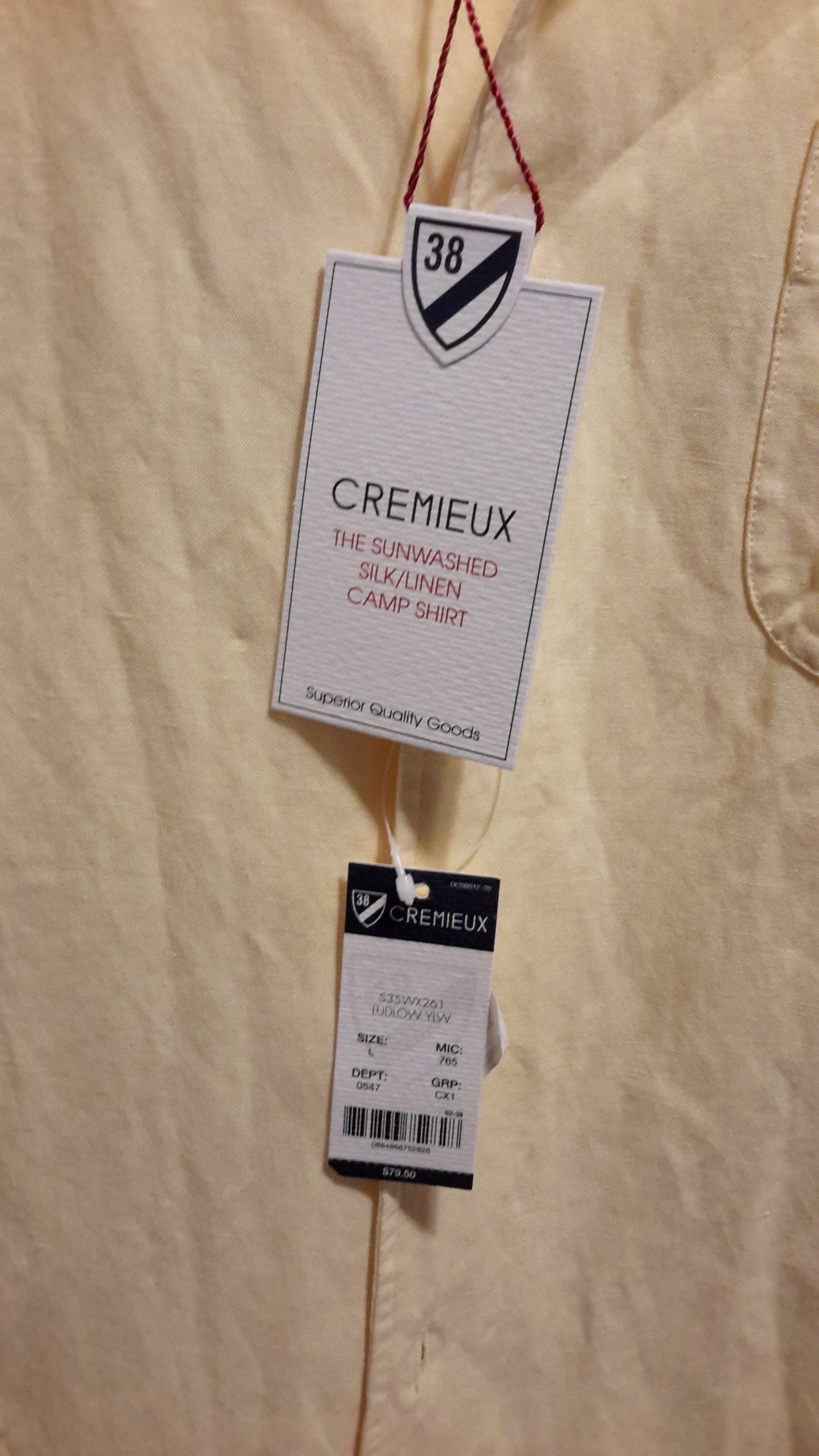 Daniel Cremieux Men's Large Short Sleeve Button Down Shirt Yellow