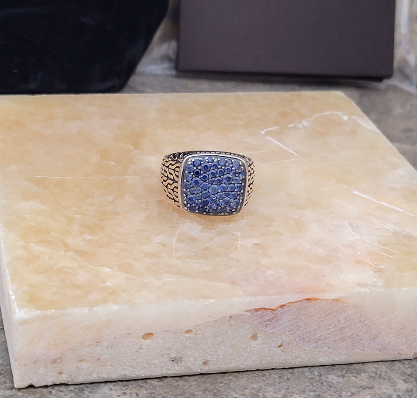 John Hardy Men's Sterling Silver Blue Sapphire Signet Ring, Retail $1550 - SOLD OUT!